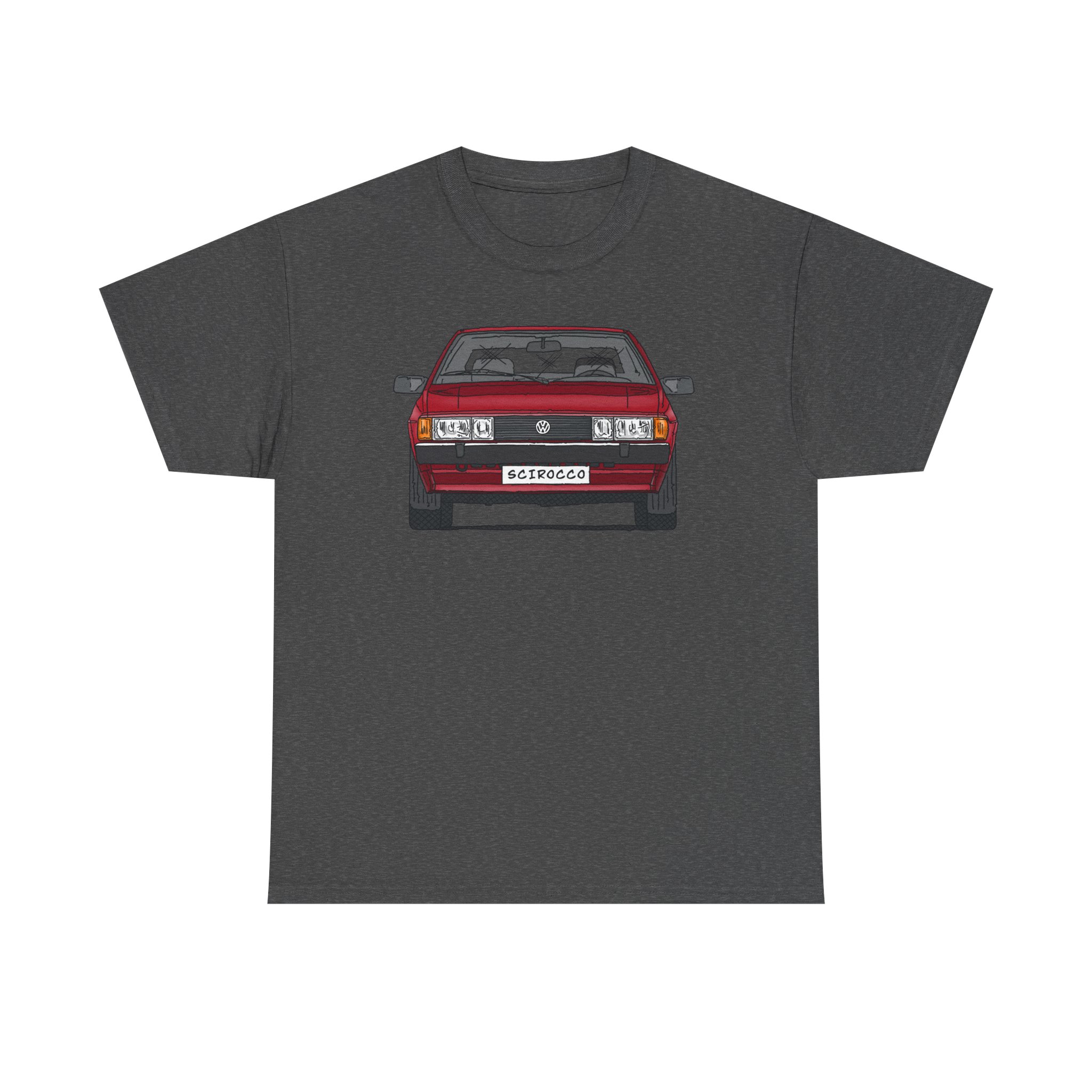 T-Shirt, VW SCIROCCO II, Strichzeichnung, Rot, Wunschkennzeichen möglich – Bild 6