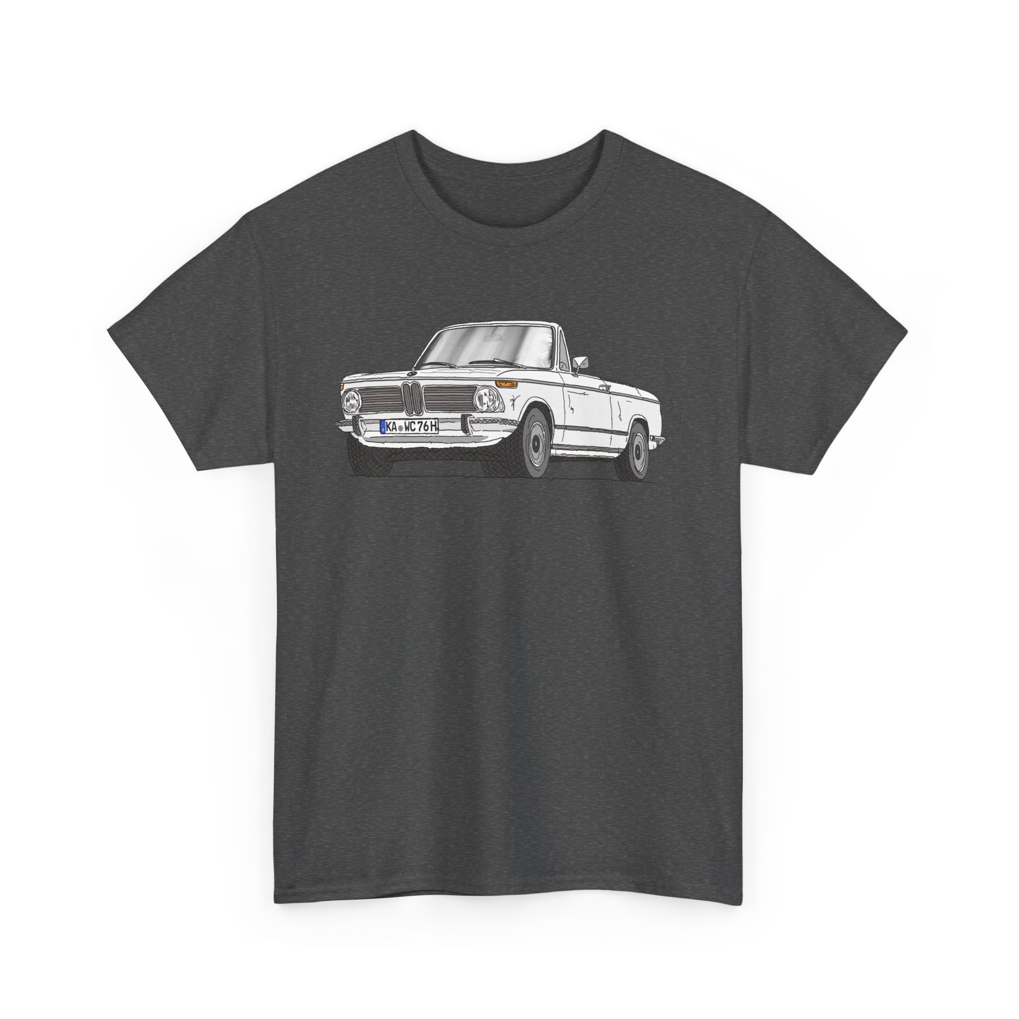 T-Shirt, BMW 02 Baur Cabrio, Strichzeichnung, Weiß, KA WC 76H – Bild 5