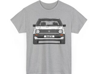 T-Shirt, Golf 2, Strichzeichnung, Weiß, personalisierbar