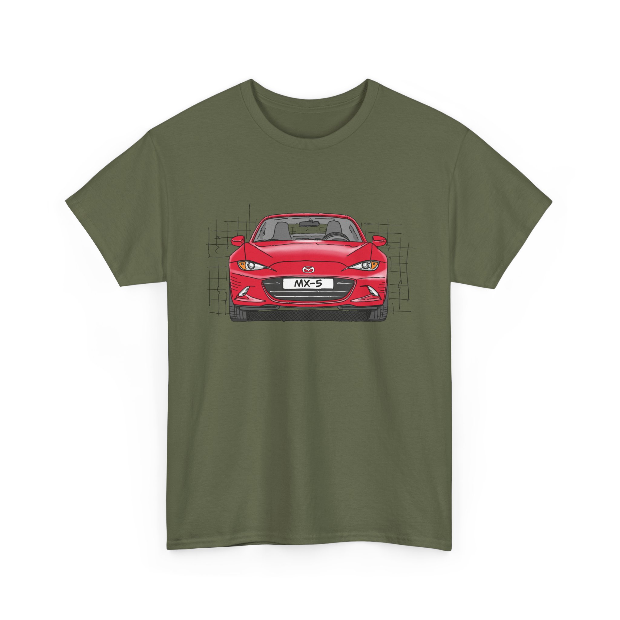 T-Shirt, Mazda MX-5 ND RF, Strichzeichnung, Rot, beidseitig – Bild 43