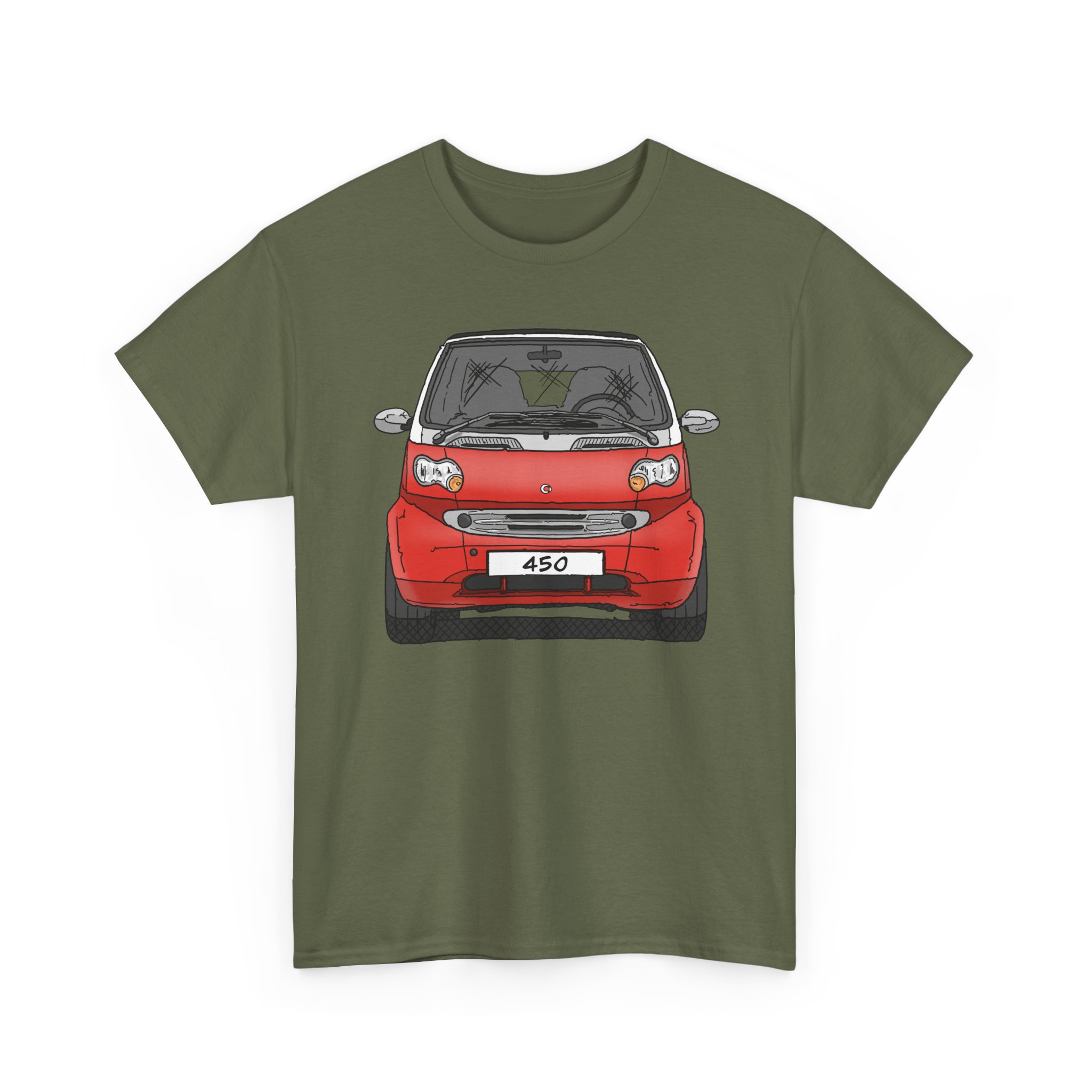 T-Shirt, Smart 450 FL, Strichzeichnung, Rot, eigenes Kennzeichen möglich – Bild 2