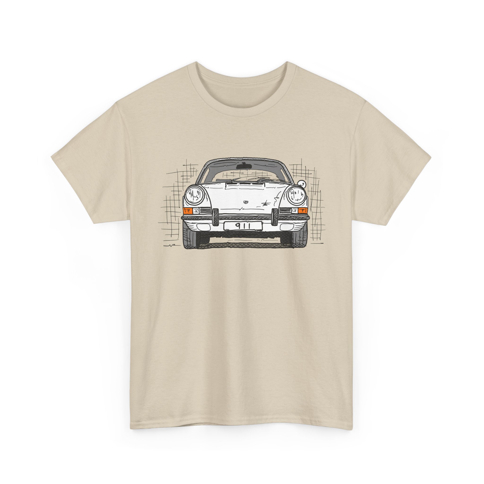 T-Shirt, Porsche 911, F-Modell, Ur-Elfer, Strichzeichnung, Weiß, personalisierbar – Bild 15