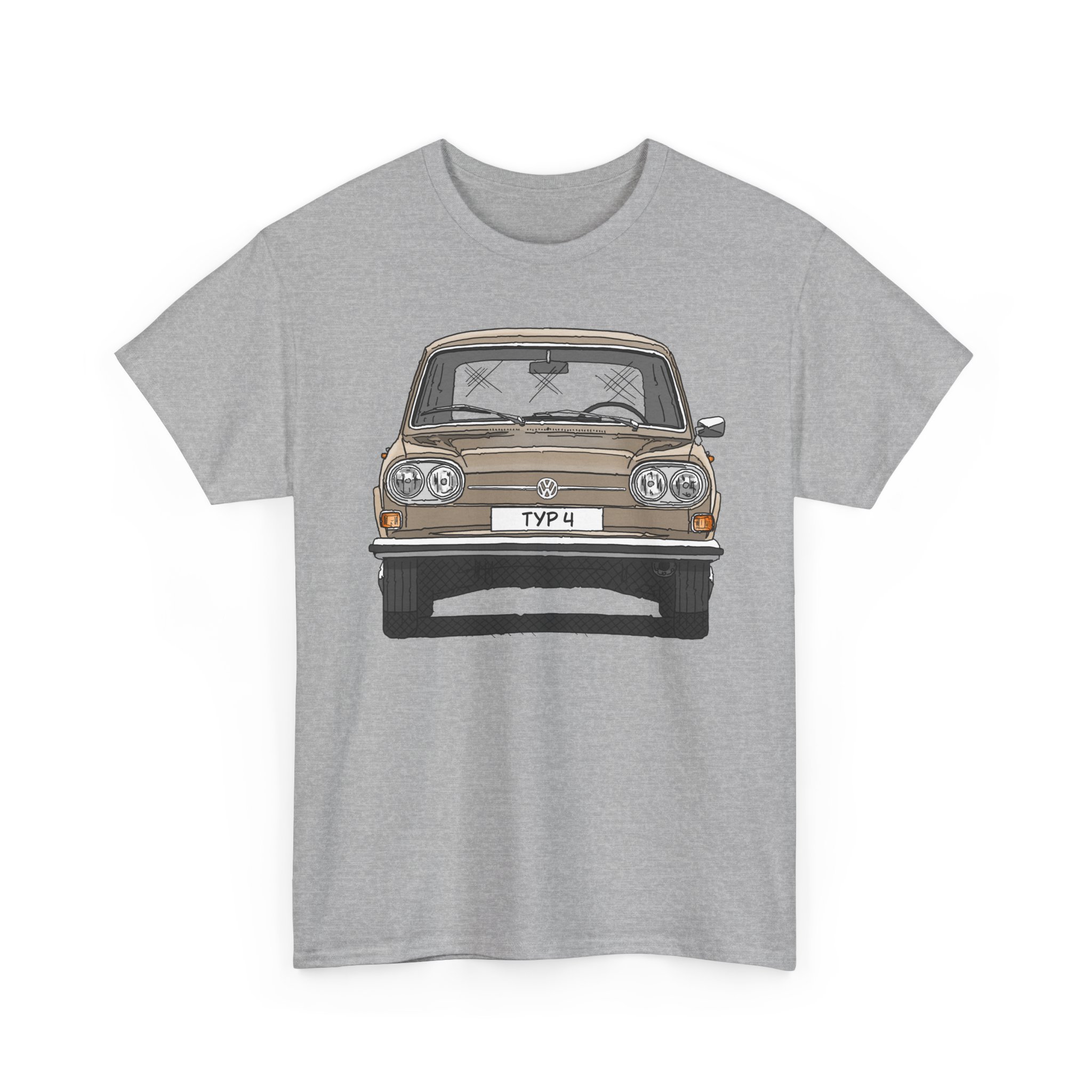 T-Shirt, VW Typ 4, 411, Strichzeichnung, Kansasbeige, eigenes Kennzeichen möglich