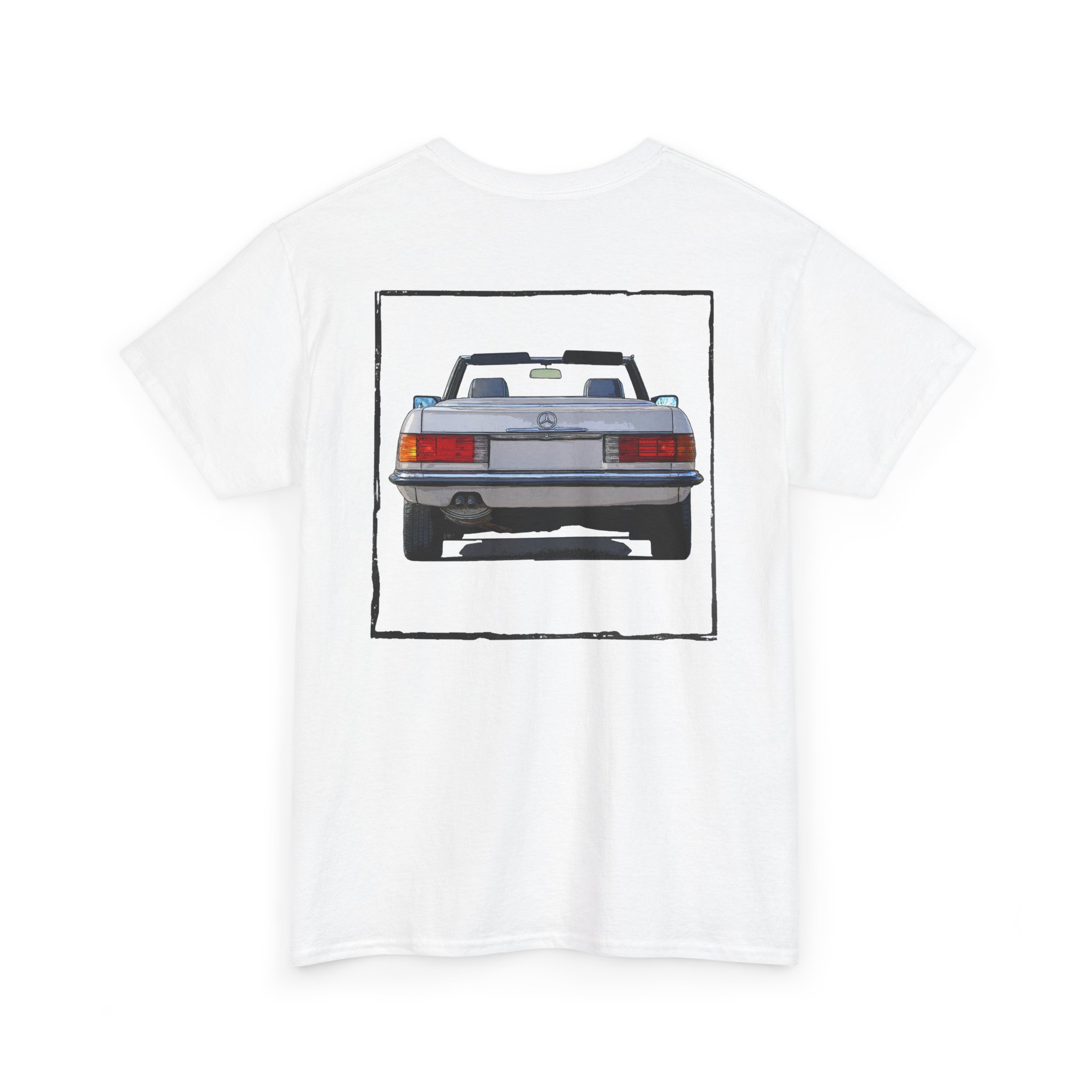 T-Shirt, Mercedes SL R107, Silber - Vorder- und Rückseite bedruckt – Bild 4