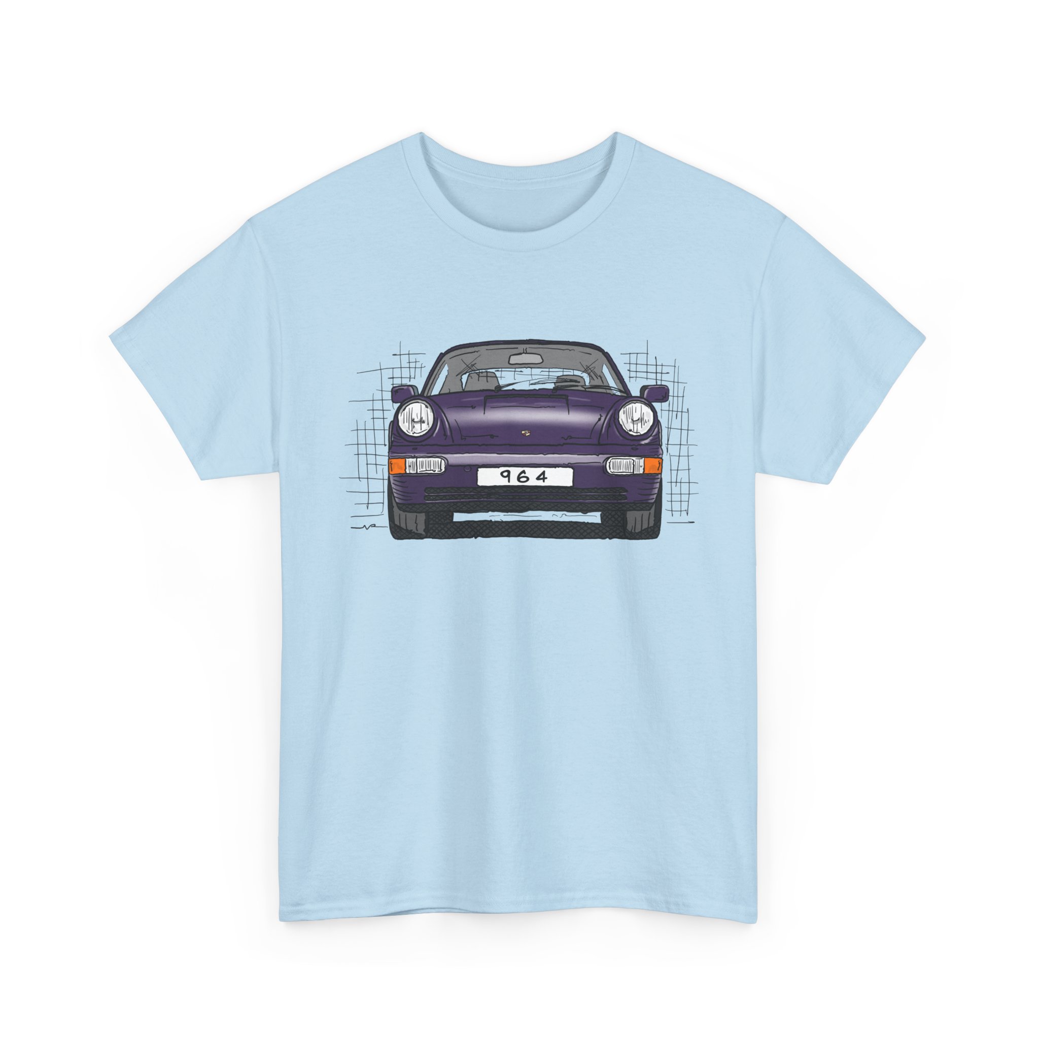 T-Shirt, Porsche 911, 964 Coupé, Strichzeichnung, Viola (30 Jahre Jubi), personalisierbar – Bild 27