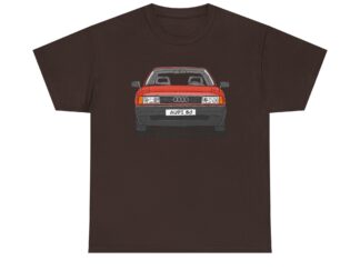 T-Shirt, Audi 80 B3, Strichzeichnung, Rot, mit Kennzeichen personalisierbar