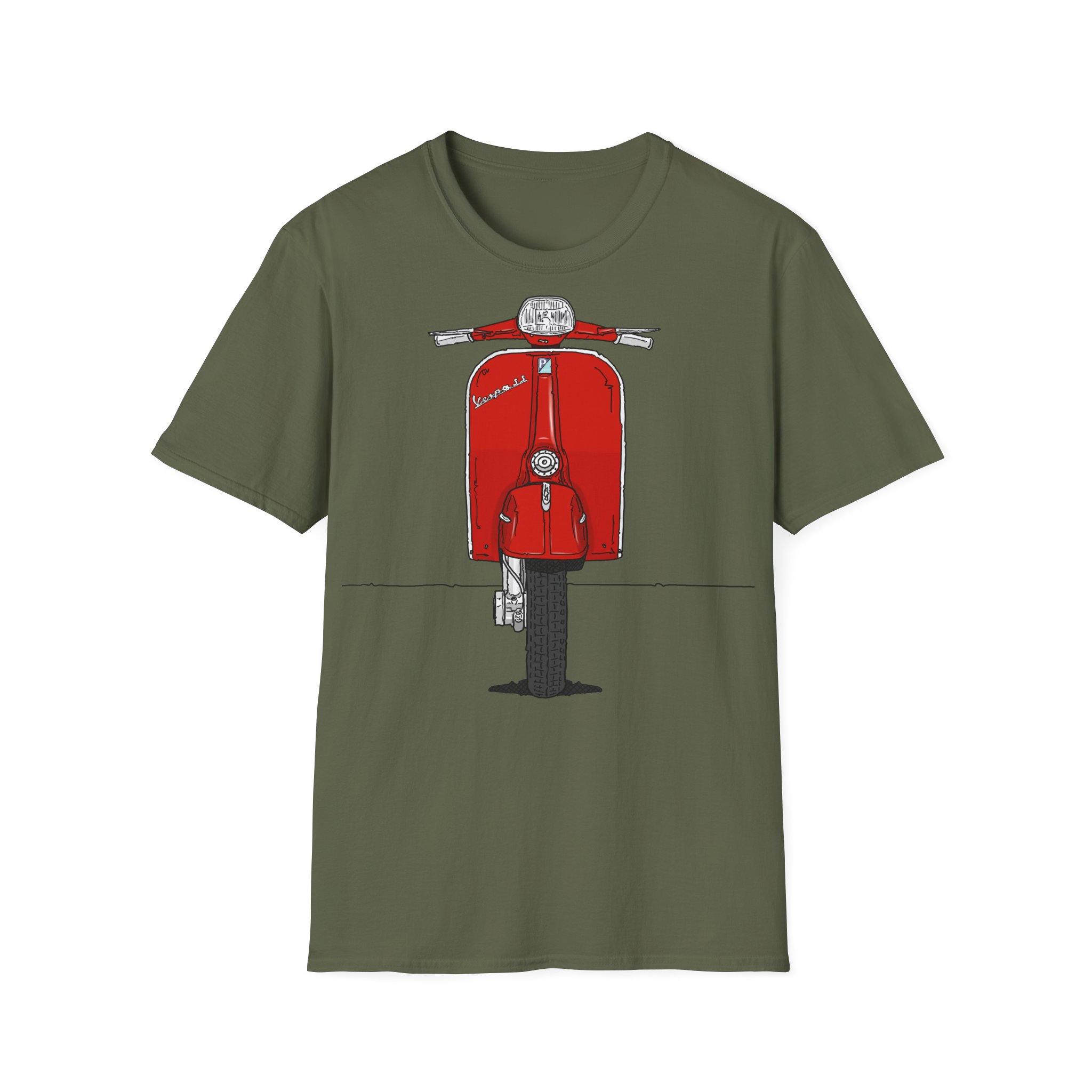T-Shirt, Vespa Super Sport, 180 SS, Rot, Strichzeichnung – Bild 13