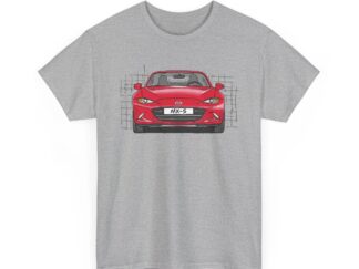 T-Shirt, Mazda MX-5 ND RF, Strichzeichnung, Rot, beidseitig