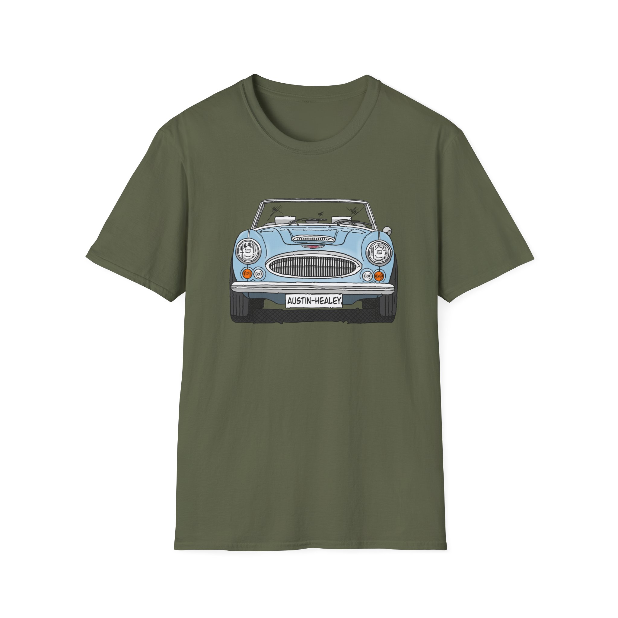 T-Shirt, Austin-Healey 3000, Strichzeichnung, Eisblau, personalisierbar – Bild 13