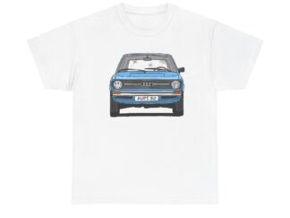 T-Shirt, Audi 50, Strichzeichnung, Blau, mit Kennzeichen personalisierbar