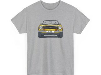 T-Shirt, Triumph TR6, Strichzeichnung, Gelb, personalisierbar