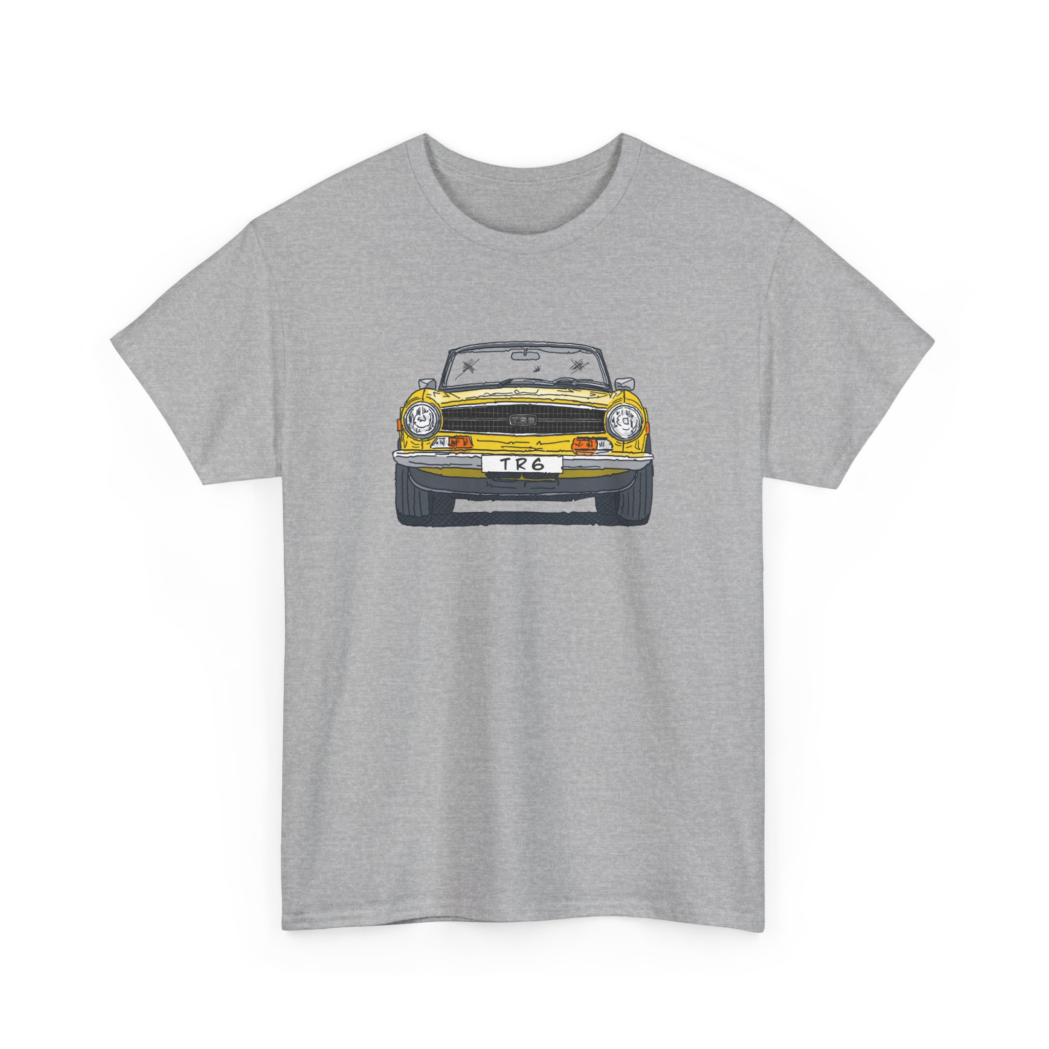 T-Shirt, Triumph TR6, Strichzeichnung, Gelb, personalisierbar