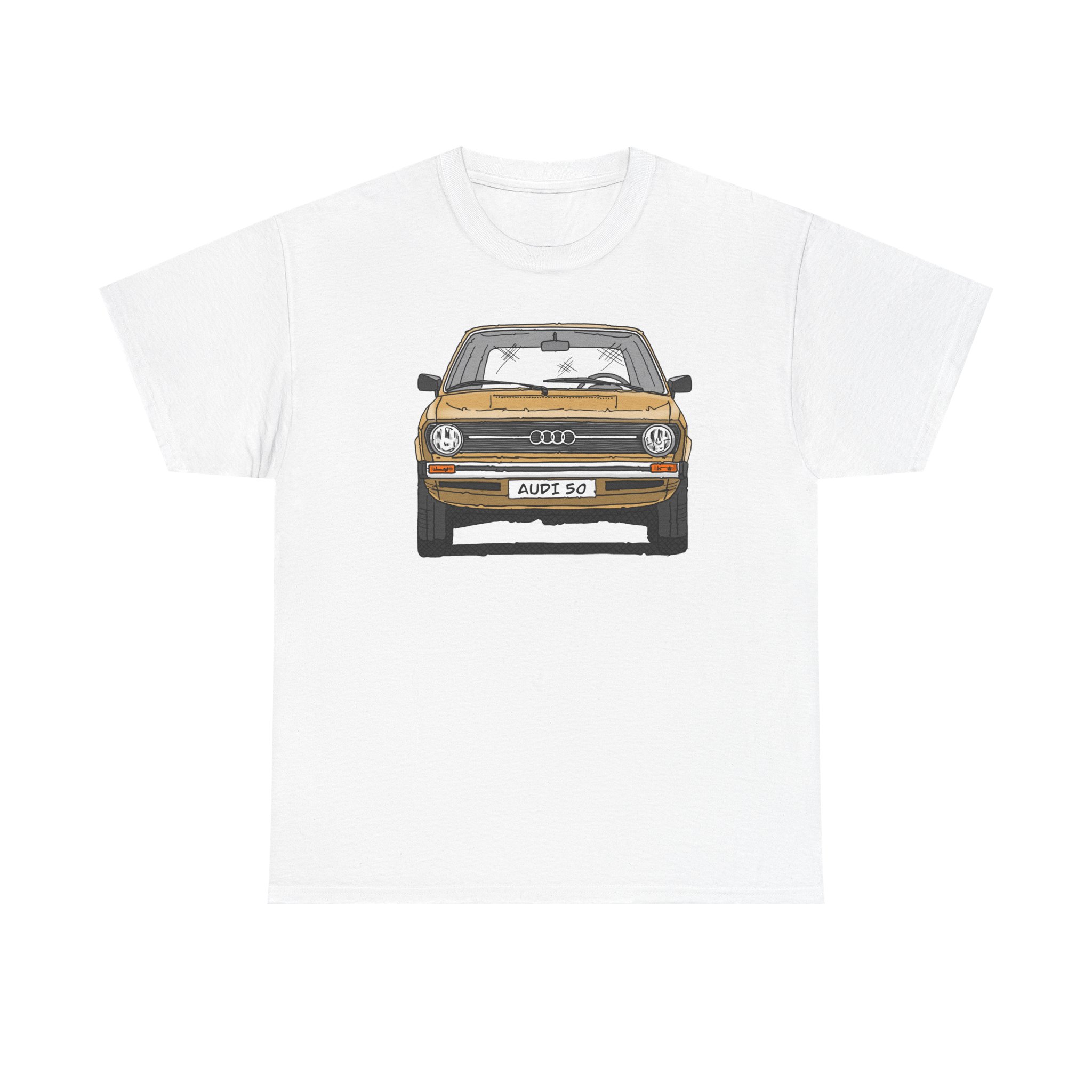T-Shirt, Audi 50, Strichzeichnung, Hellas, 2 Außenspiegel, mit Kennzeichen personalisierbar – Bild 5