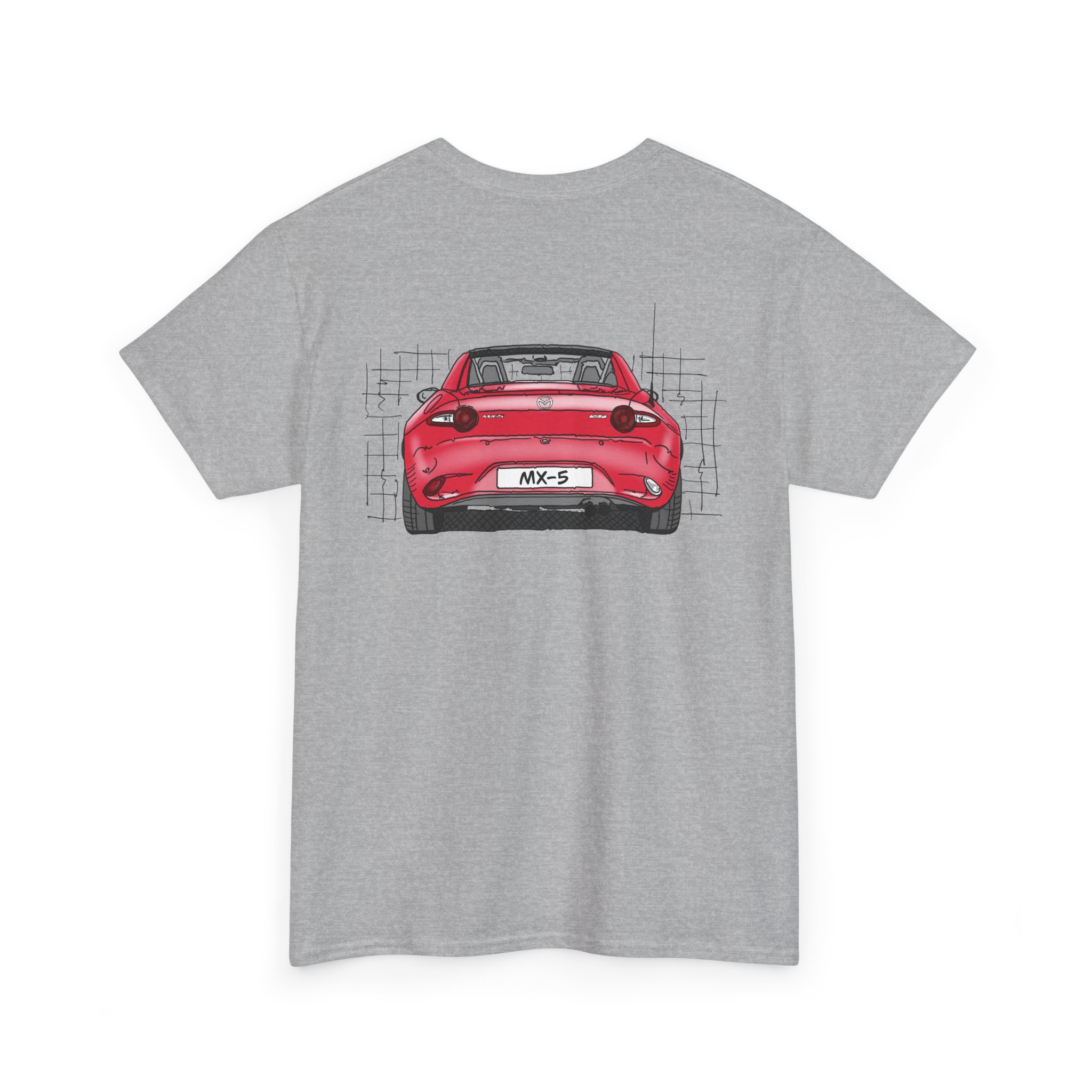 T-Shirt, Mazda MX-5 ND RF, Strichzeichnung, Rot, beidseitig – Bild 4