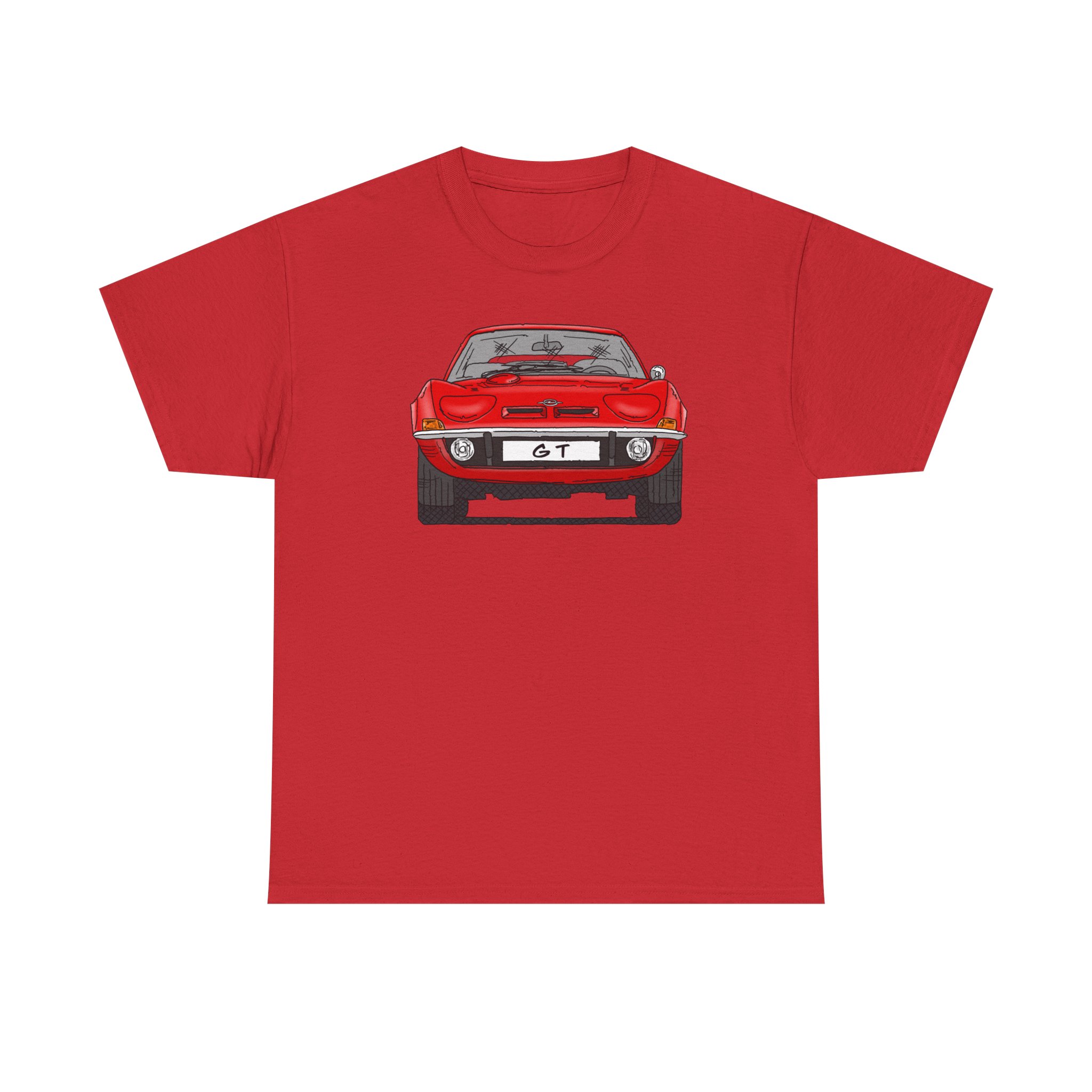 T-Shirt, Opel GT, Strichzeichnung, Rot, mit Kennzeichen personalisierbar – Bild 37