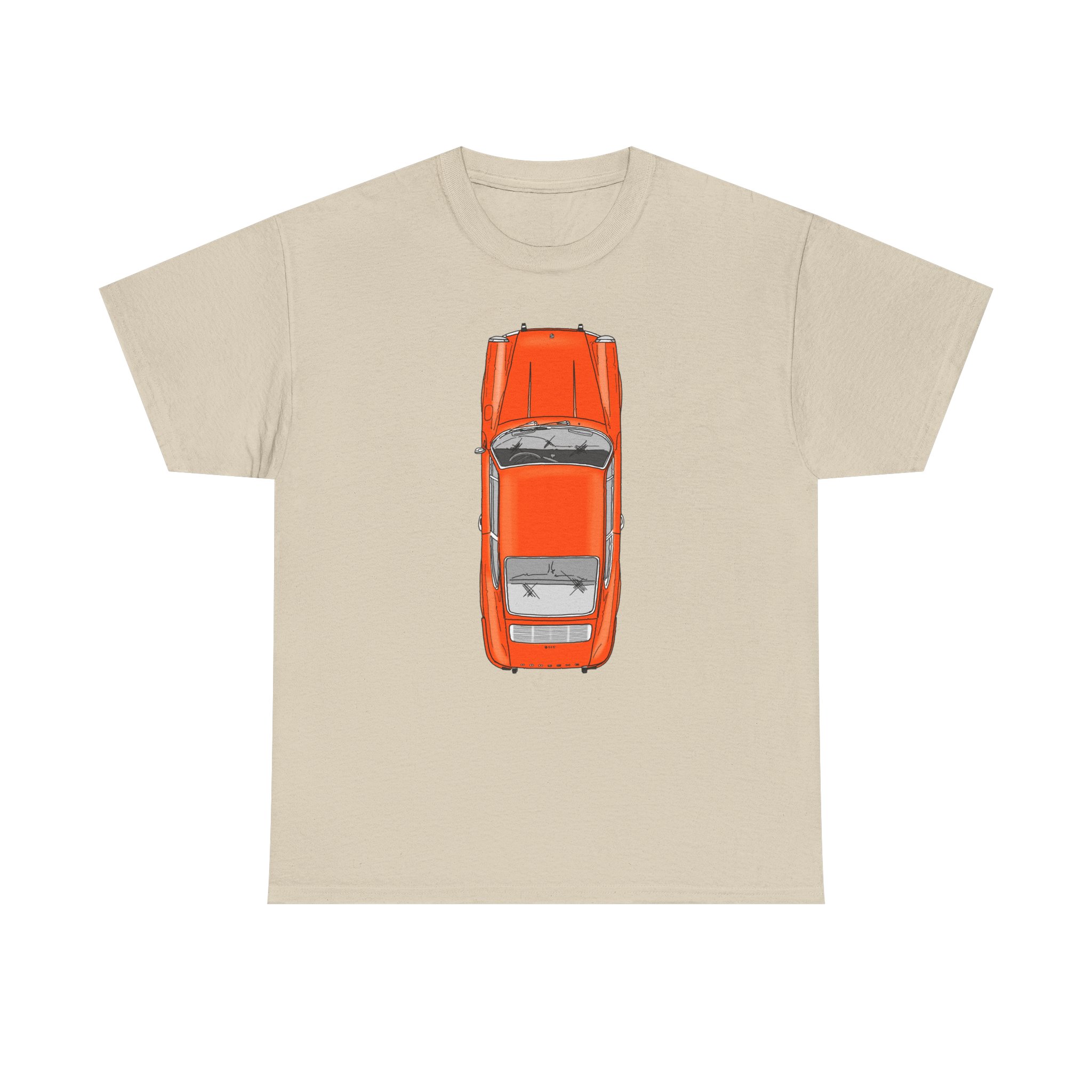 T-Shirt, Porsche 911 Coupé, F-Modell, Ur-Elfer, Top View, Orange – Bild 13