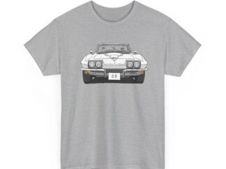 T-Shirt, Chevrolet Corvette C2, Strichzeichnung, Weiß, eigenes Kennzeichen möglich