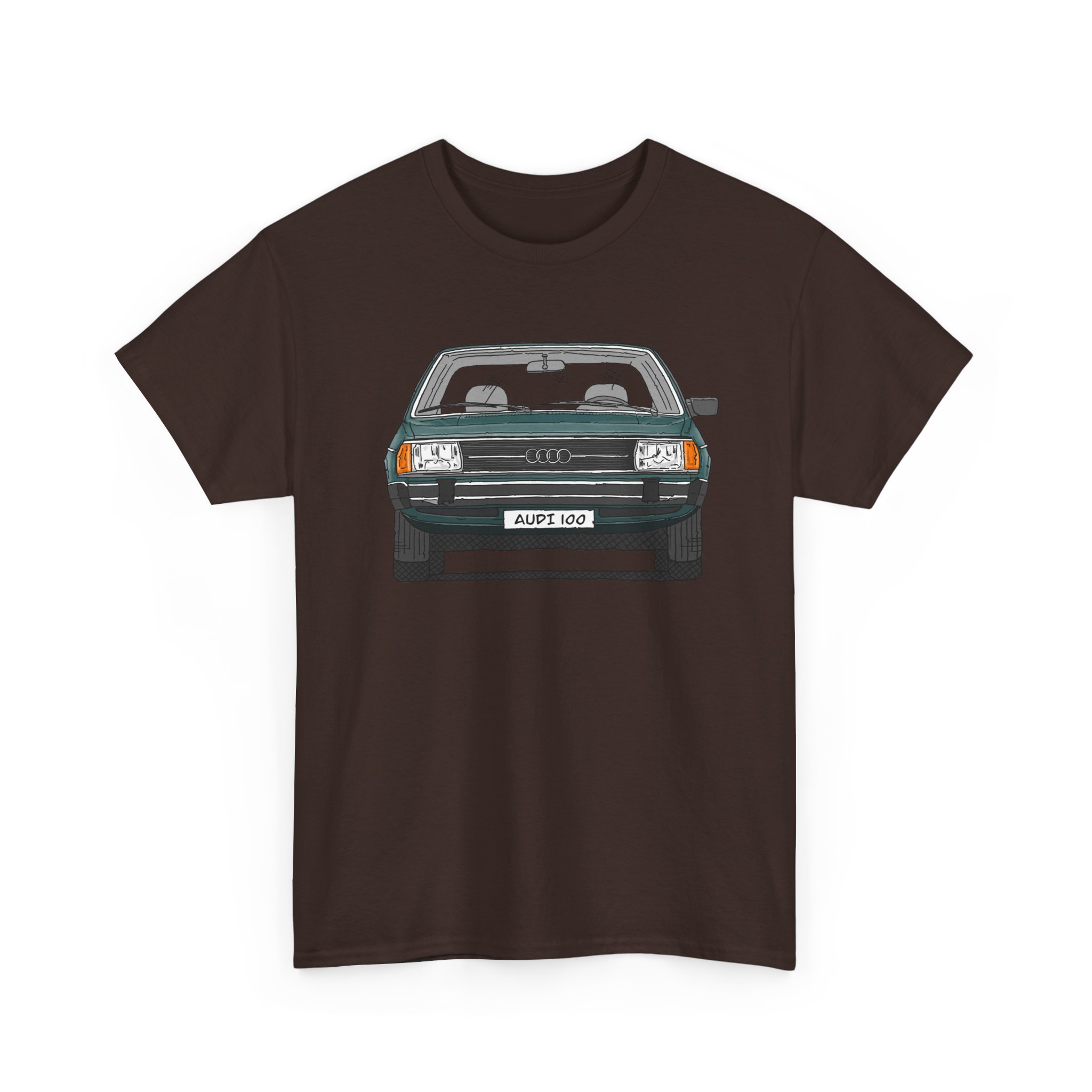 T-Shirt, Audi 100 C2, Strichzeichnung, Dunkelgrün, mit Kennzeichen personalisierbar – Bild 27