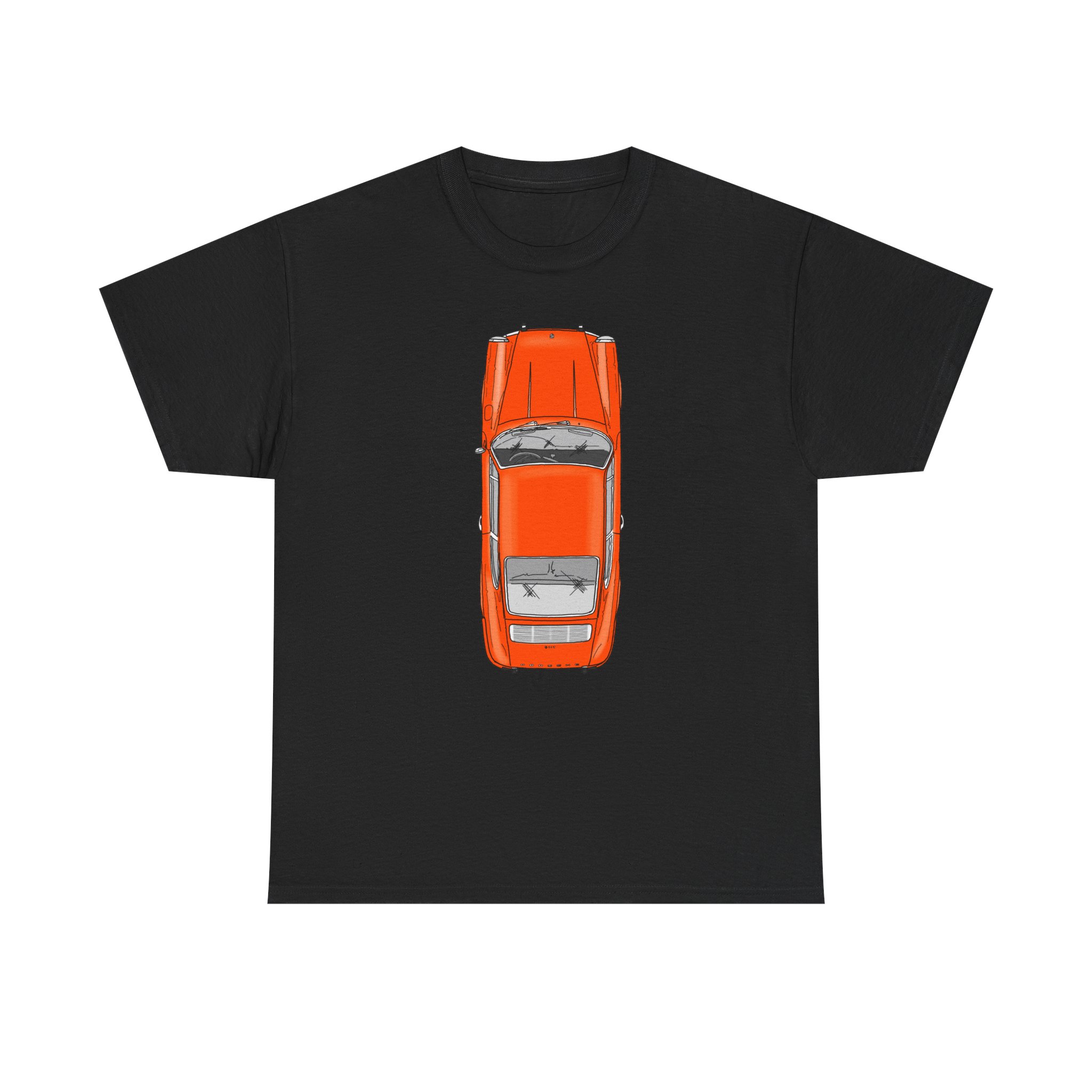 T-Shirt, Porsche 911 Coupé, F-Modell, Ur-Elfer, Top View, Orange – Bild 9