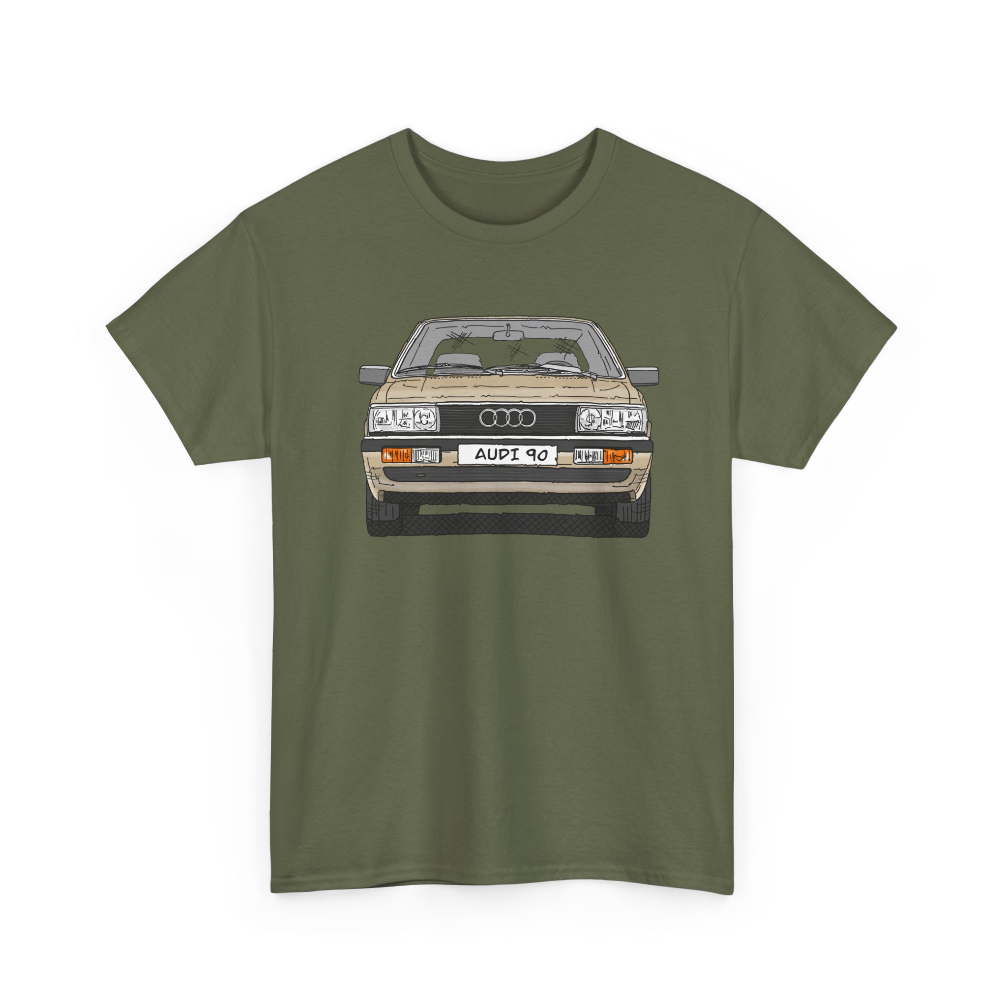 T-Shirt, Audi 90 B2, Strichzeichnung, Kalaharibeige, mit Kennzeichen personalisierbar – Bild 63