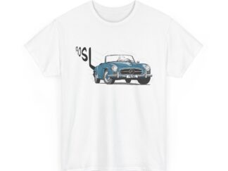 T-Shirt, Mercedes 190 SL, Strichzeichnung, Blau, personalisierbar