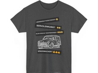T-Shirt, Morris Minor Traveller, Weiß, Deutscher Text, Spaßmacher