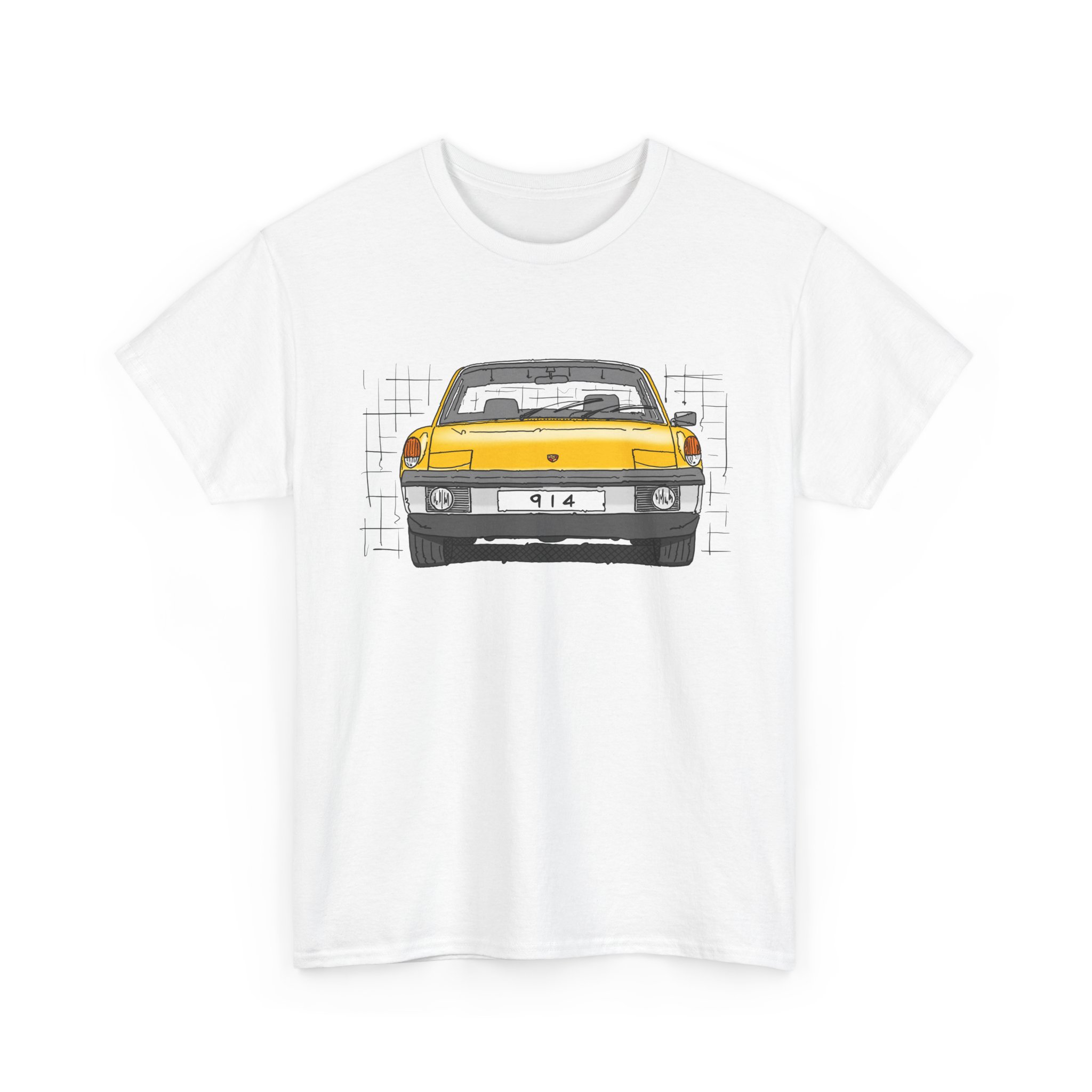 T-Shirt, Porsche 914, VW Porsche, Strichzeichnung, Gelb, personalisierbar – Bild 7