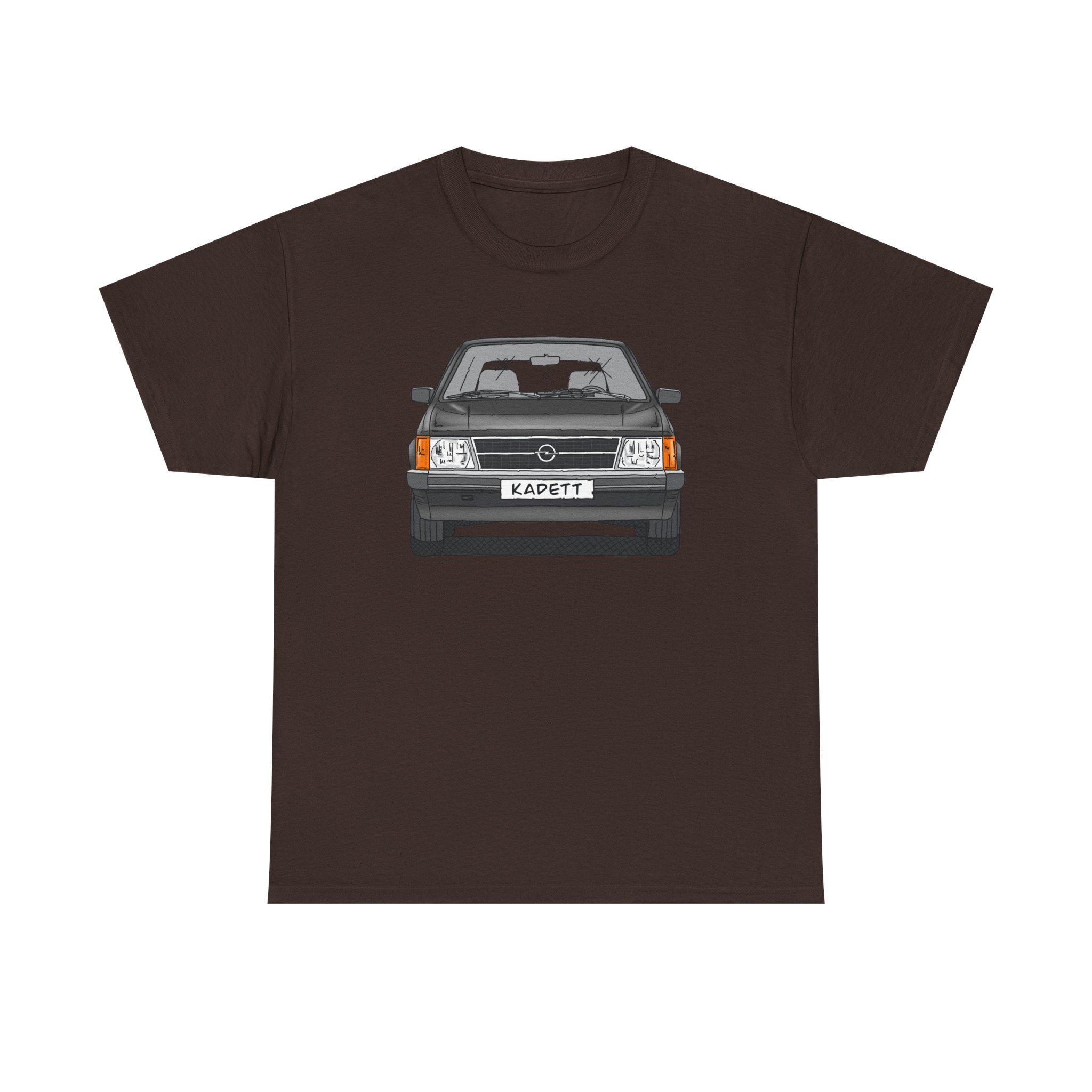 T-Shirt, Opel Kadett D, Strichzeichnung, Schwarz, mit Kennzeichen personalisierbar