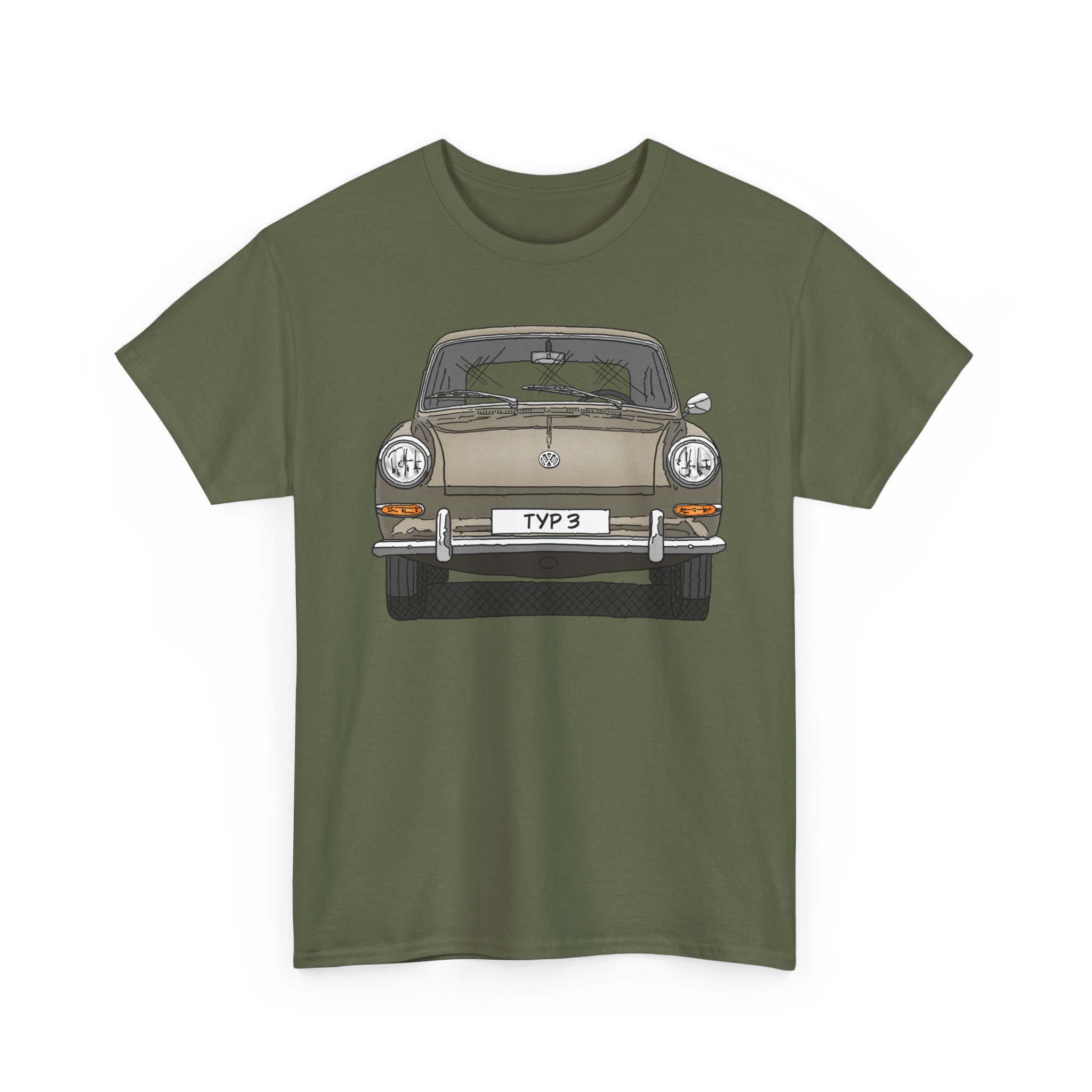 T-Shirt, VW Typ 3, 1500, 1600, Strichzeichnung, Sand, eigenes Kennzeichen möglich – Bild 2