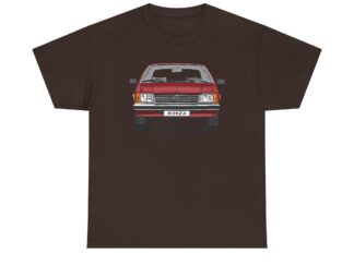 T-Shirt, Opel Monza A1, Strichzeichnung, Rot, mit Kennzeichen personalisierbar