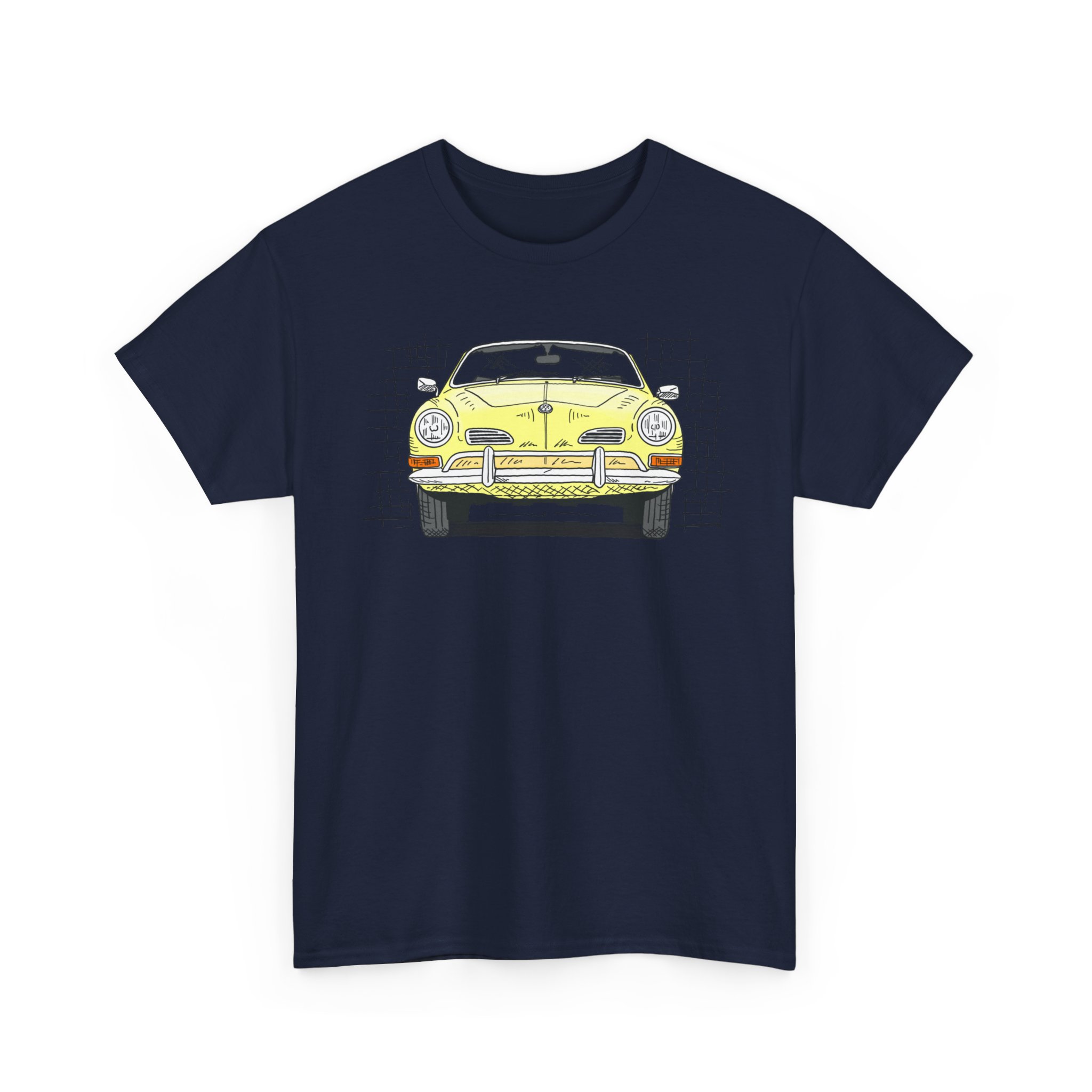 T-Shirt, Karmann Ghia Typ 14, Cabrio, Strichzeichnung, Gelb, personalisierbar – Bild 9
