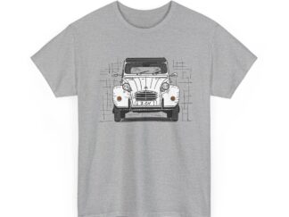 T-Shirt, Citroen 2CV, Ente, Strichzeichnung, Weiß, personalisierbar