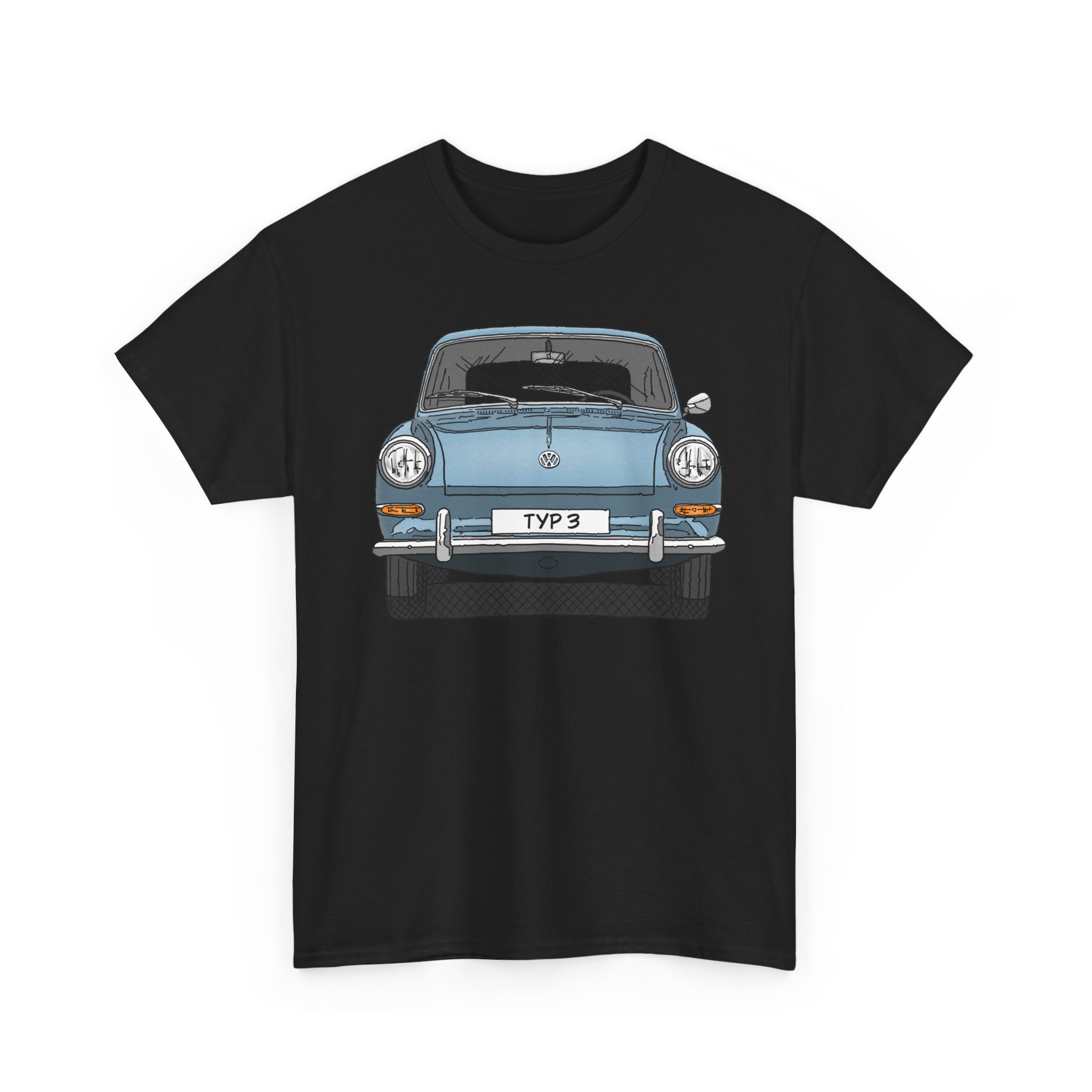 T-Shirt, VW Typ 3, 1500, 1600, Strichzeichnung, Hellblau, eigenes Kennzeichen möglich – Bild 5