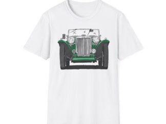 T-Shirt, MGTC, Strichzeichnung, Grün, mit Kennzeichen personalisierbar