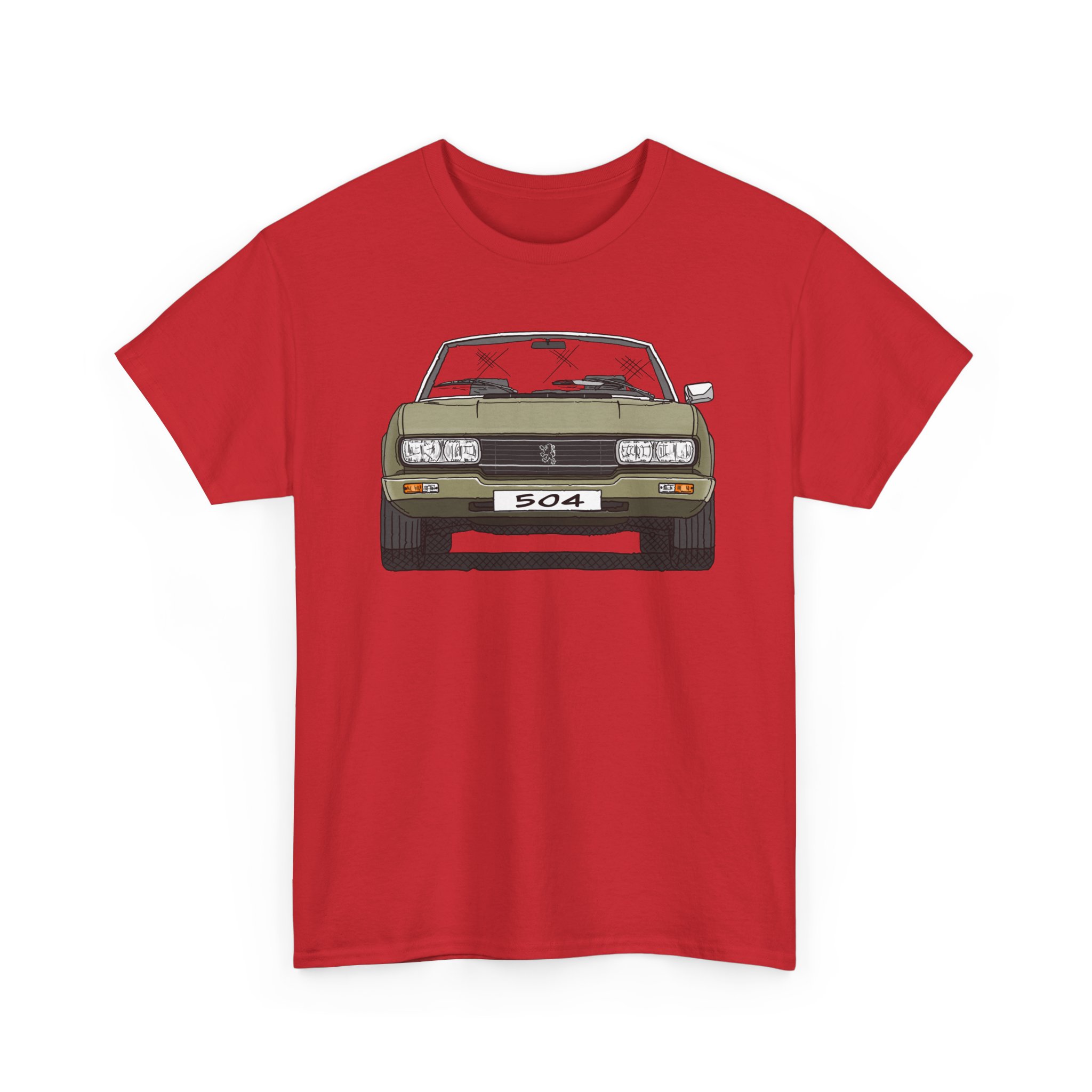 T-Shirt, Peugeot 504 Cabrio, Strichzeichnung, Grün, eigenes Kennzeichen möglich – Bild 9
