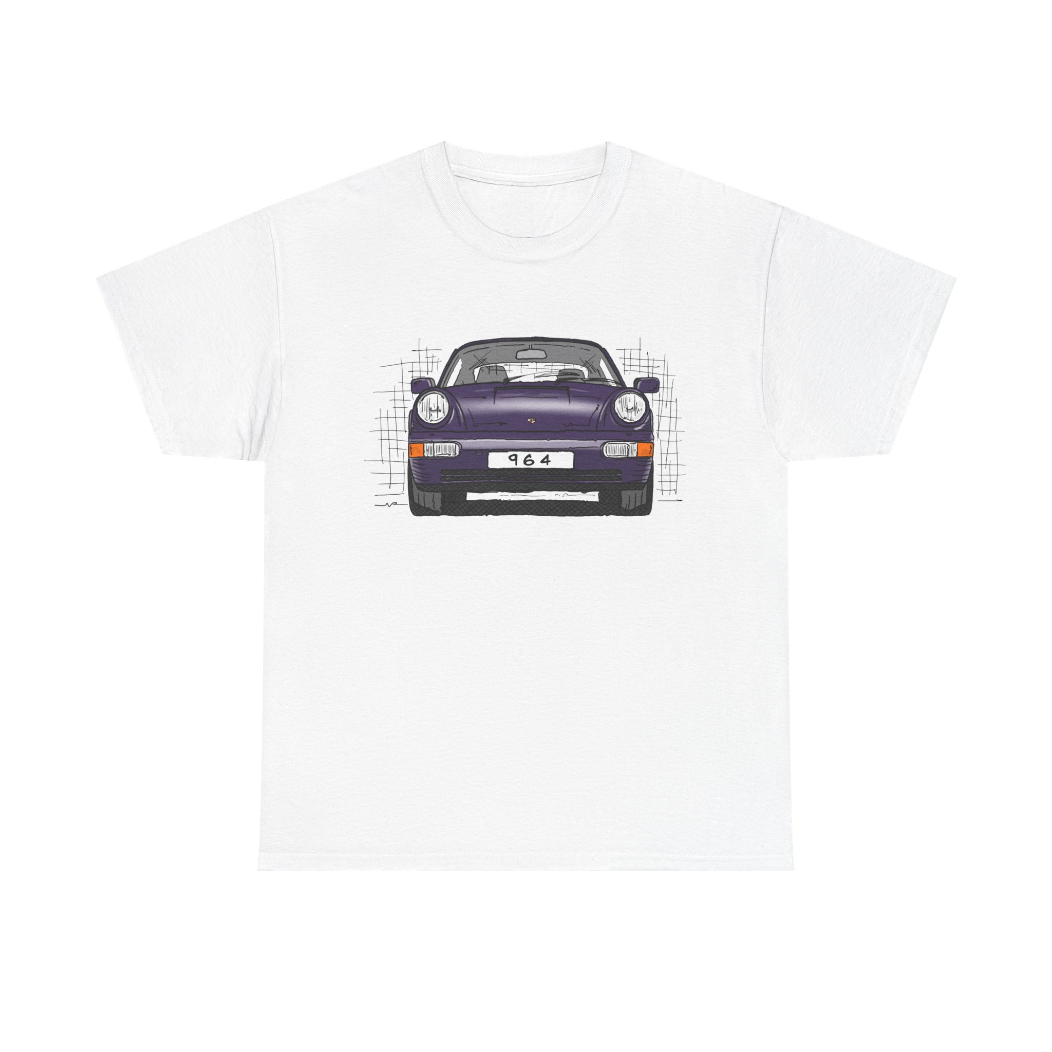 T-Shirt, Porsche 911, 964 Coupé, Strichzeichnung, Viola (30 Jahre Jubi), personalisierbar – Bild 5