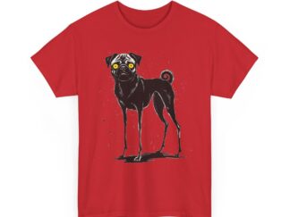 T-Shirt, Hündchen, Mops, großer feiner Druck