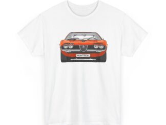 T-Shirt, Alfa Romeo Montreal, Strichzeichnung, Orange, eigenes Kennzeichen möglich