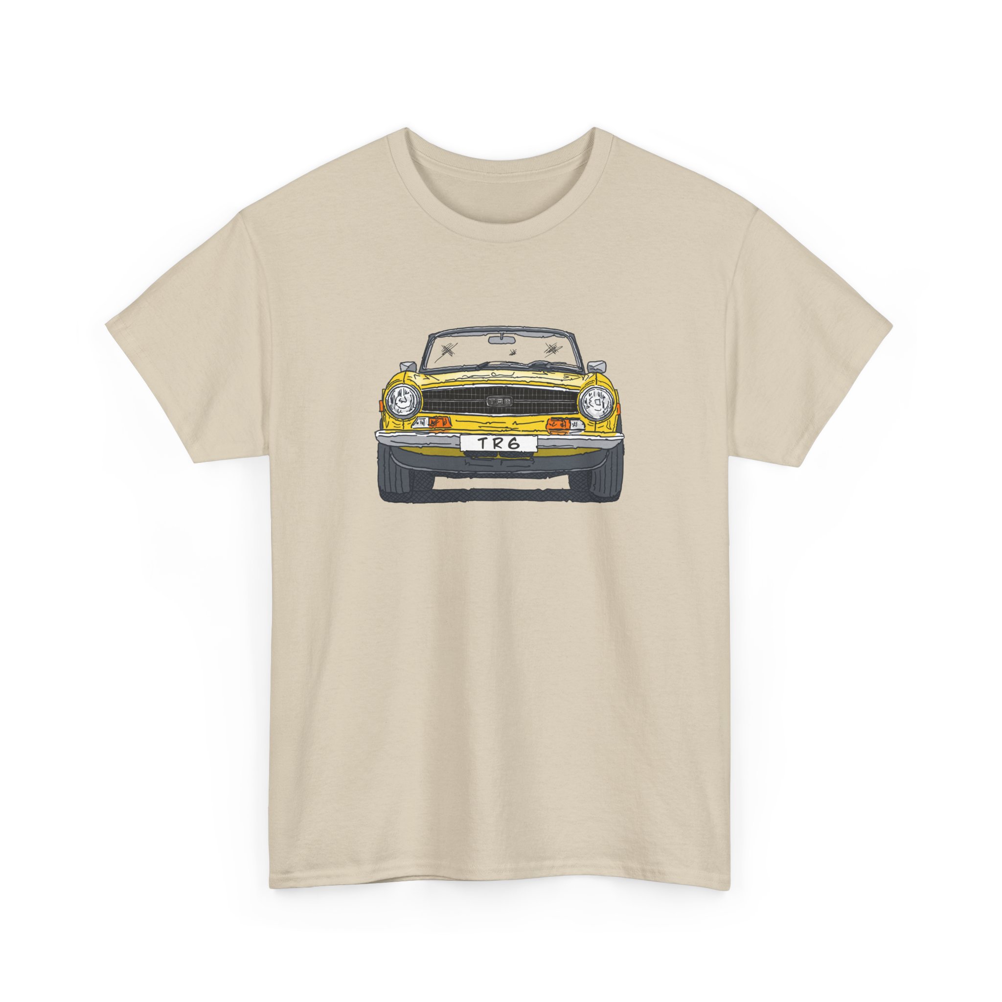 T-Shirt, Triumph TR6, Strichzeichnung, Gelb, personalisierbar – Bild 15