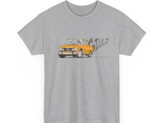 T-Shirt, Alfa Romeo Giulia, Strichzeichnung, Ocker, personalisierbar