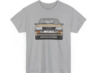 T-Shirt, Audi 90 B2, Strichzeichnung, Kalaharibeige, mit Kennzeichen personalisierbar