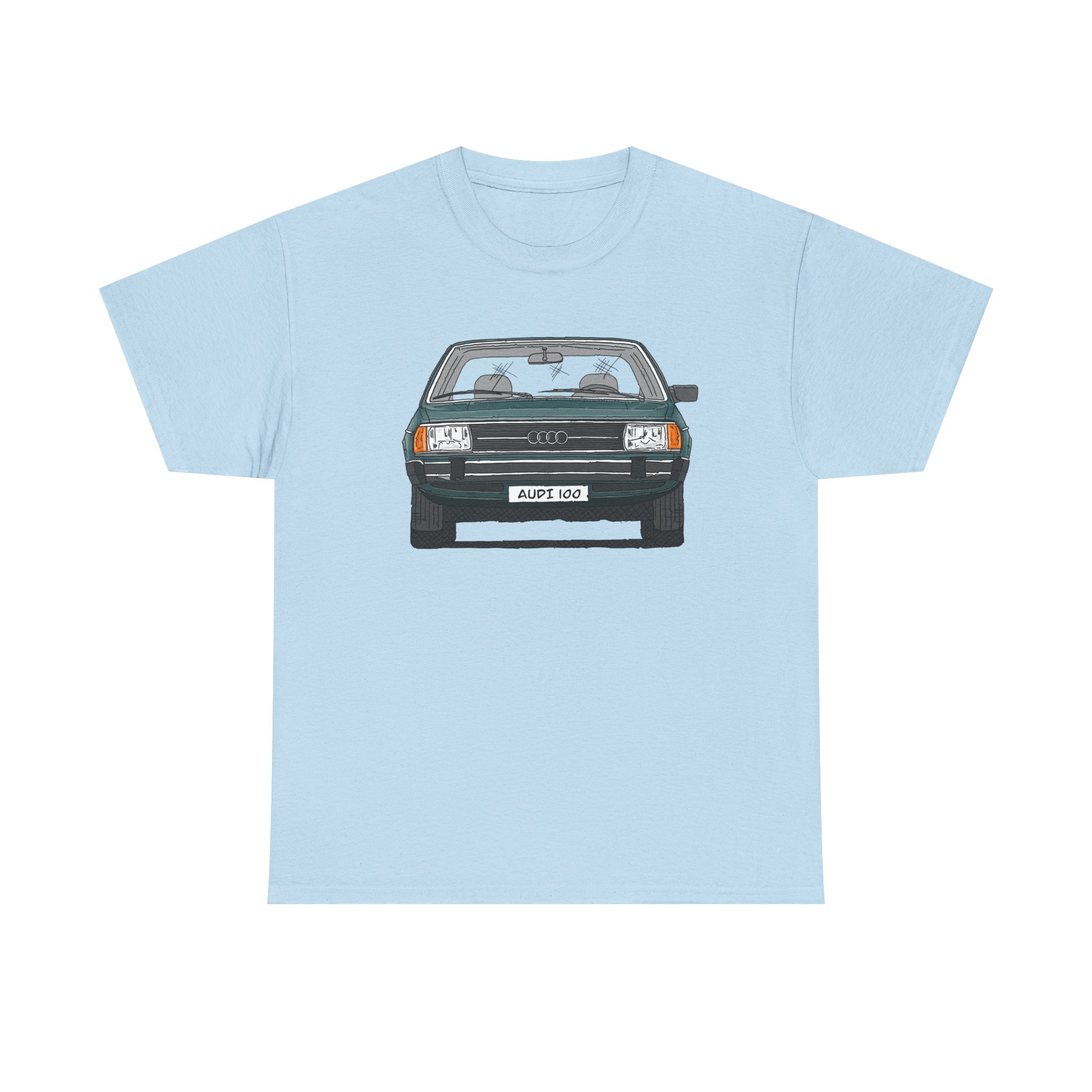 T-Shirt, Audi 100 C2, Strichzeichnung, Dunkelgrün, mit Kennzeichen personalisierbar – Bild 49