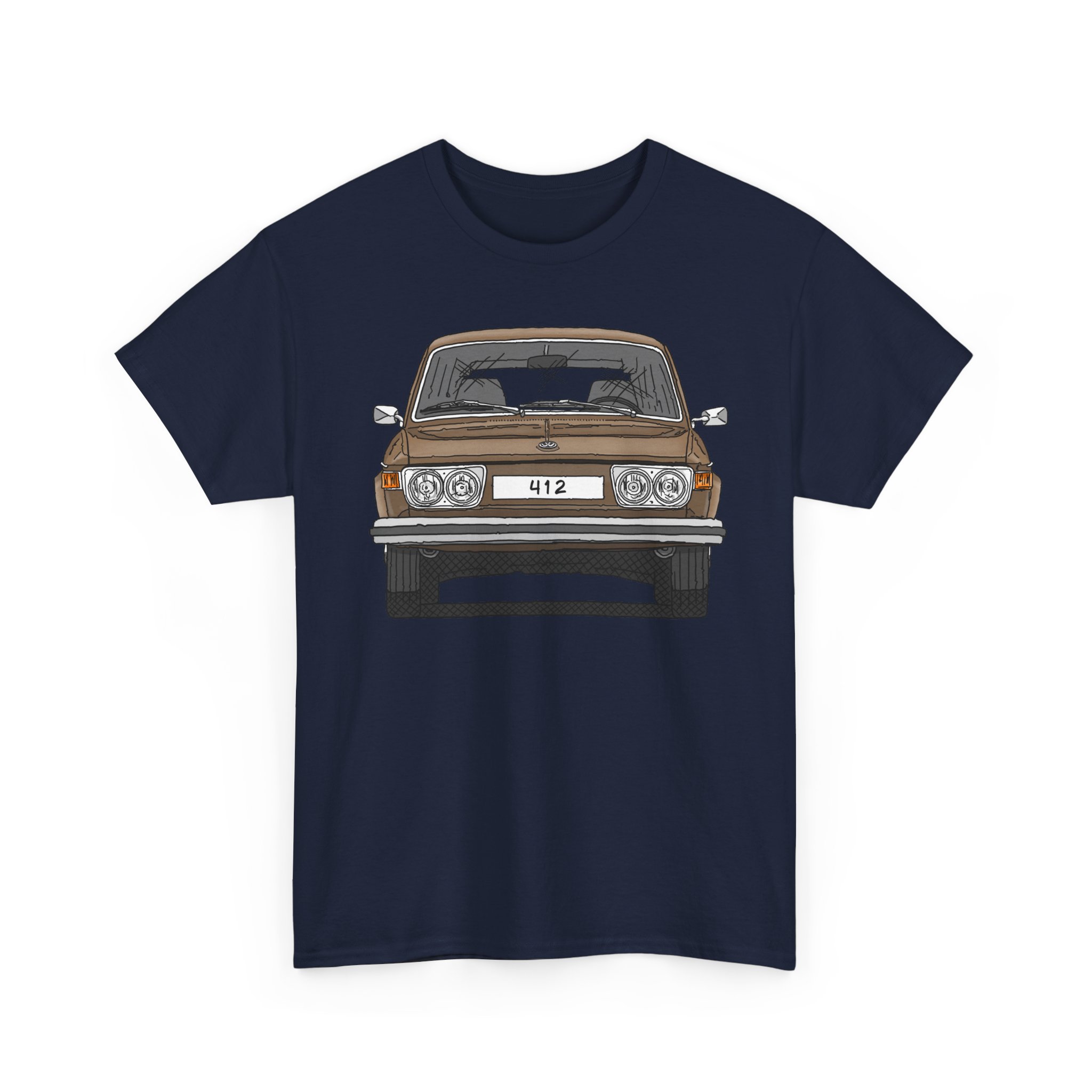 T-Shirt, VW Typ 4, 412 Variant, Strichzeichnung, Gold, beidseitig bedruckt, eigenes Kennzeichen möglich – Bild 17