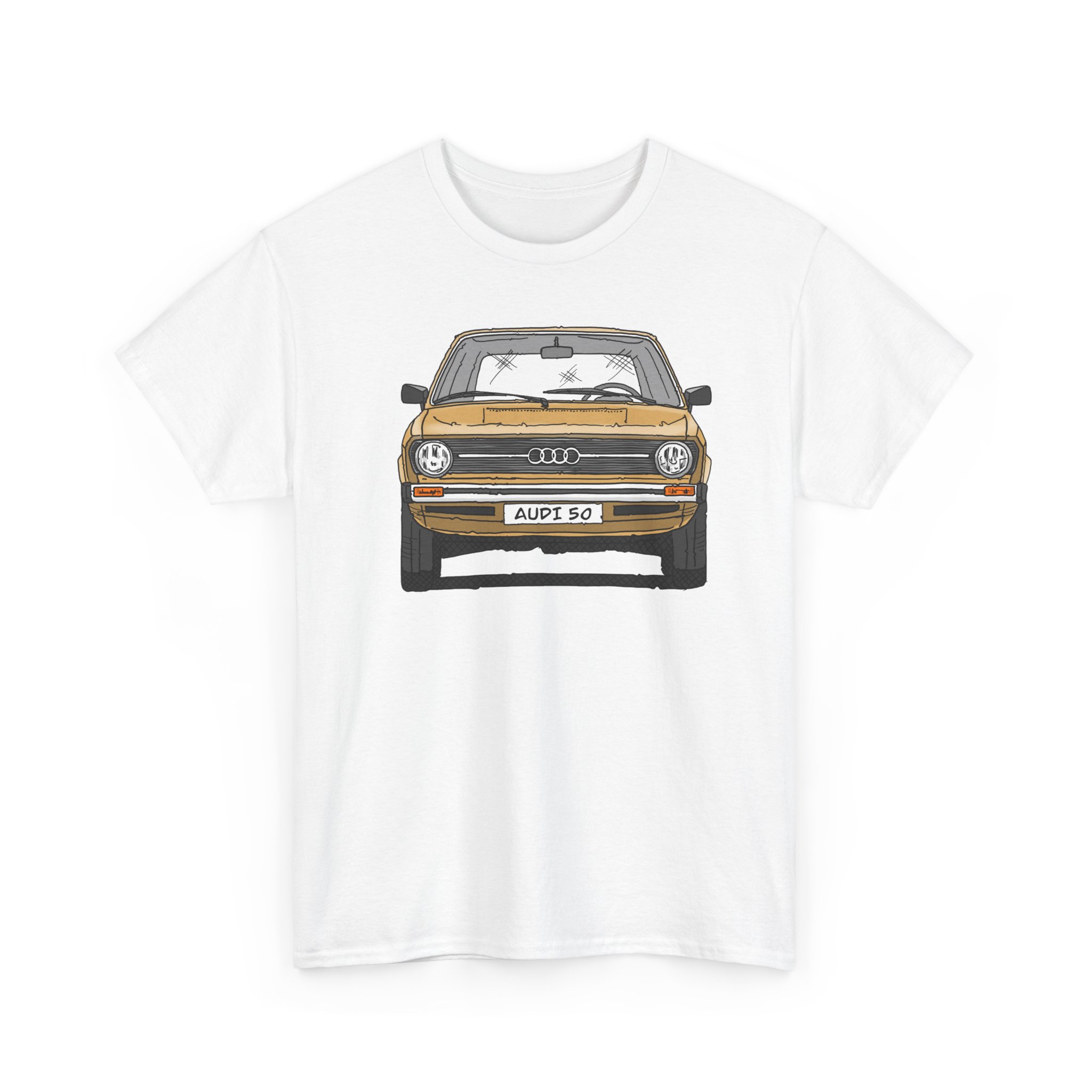 T-Shirt, Audi 50, Strichzeichnung, Hellas, 2 Außenspiegel, mit Kennzeichen personalisierbar – Bild 7
