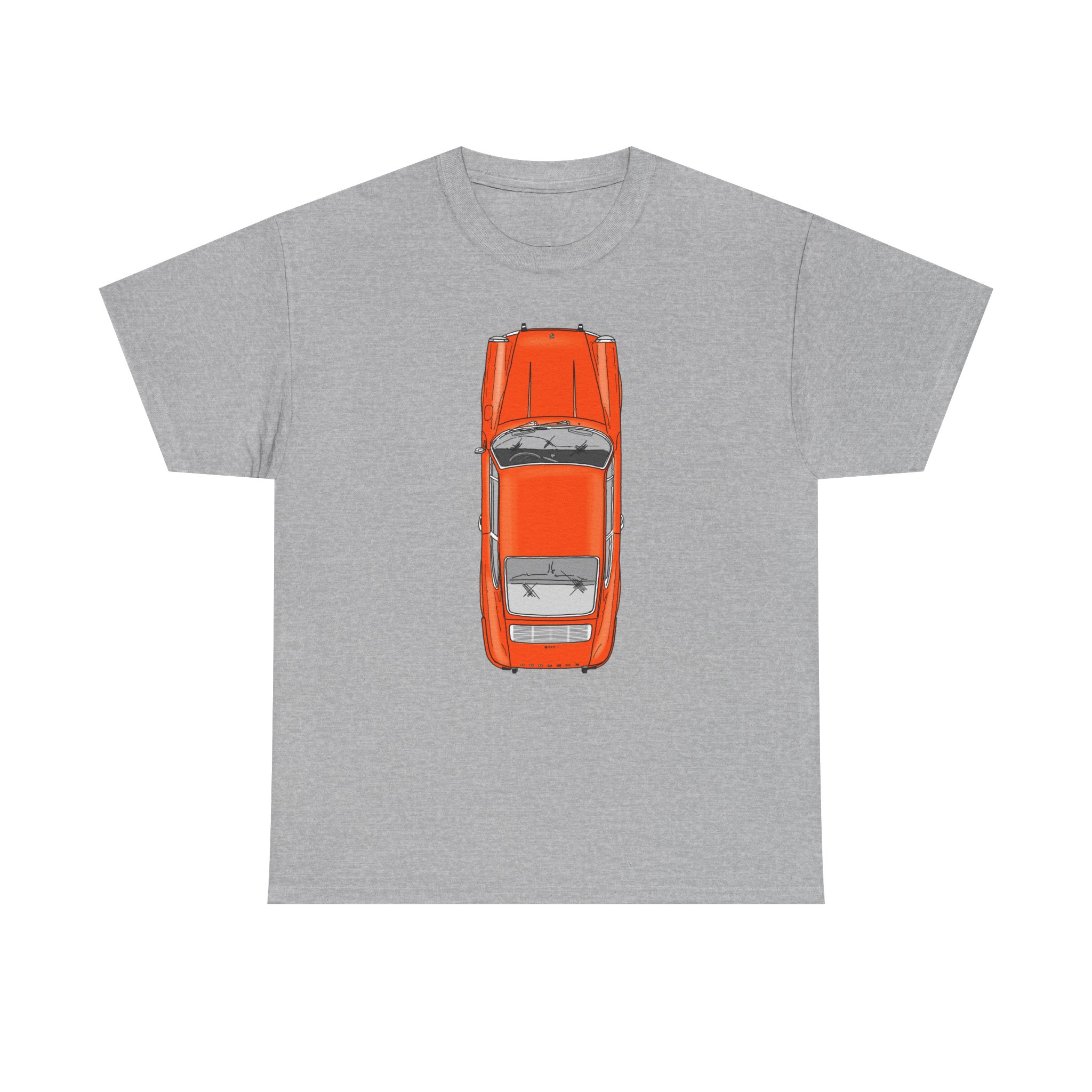 T-Shirt, Porsche 911 Coupé, F-Modell, Ur-Elfer, Top View, Orange – Bild 2