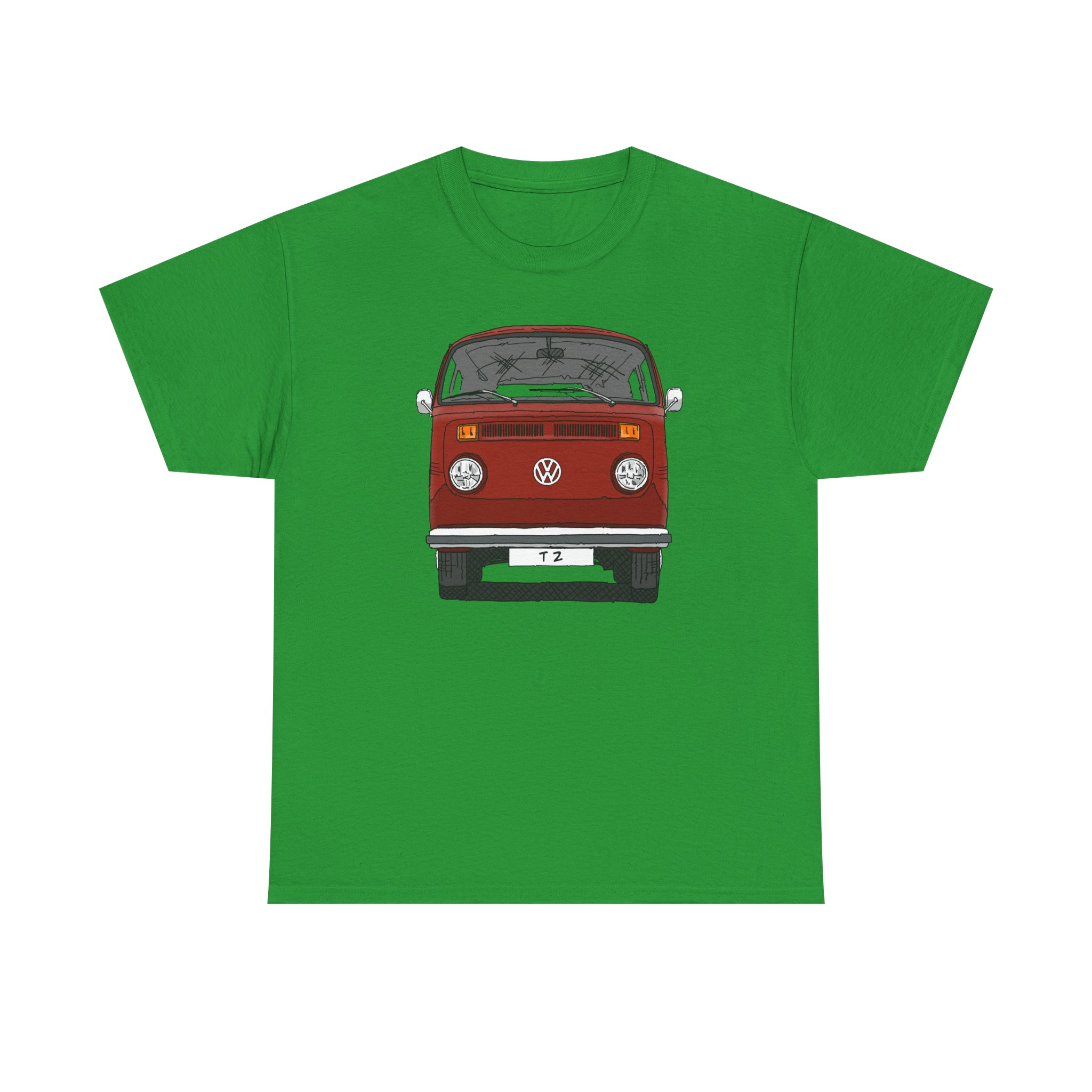 T-Shirt, VW T2, T2b, Bulli, VW Bus, Strichzeichnung, Rot, Wunsch-Kennzeichen möglich – Bild 13