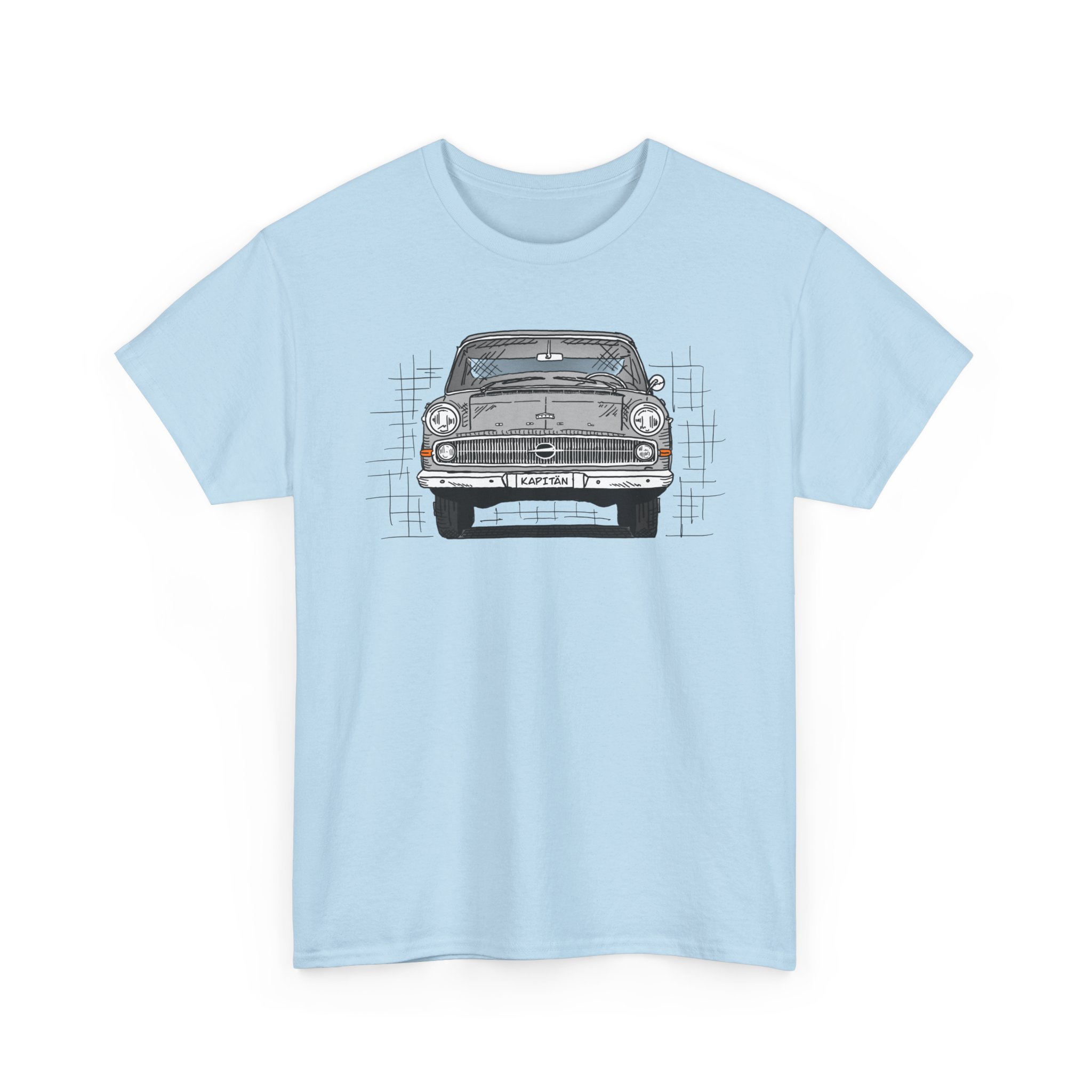 T-Shirt, Opel Kapitän P1, Strichzeichnung, Grau, personalisierbar – Bild 8
