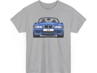T-Shirt, BMW Z3, Strichzeichnung, Blau, personalisierbar mit Kennzeichen