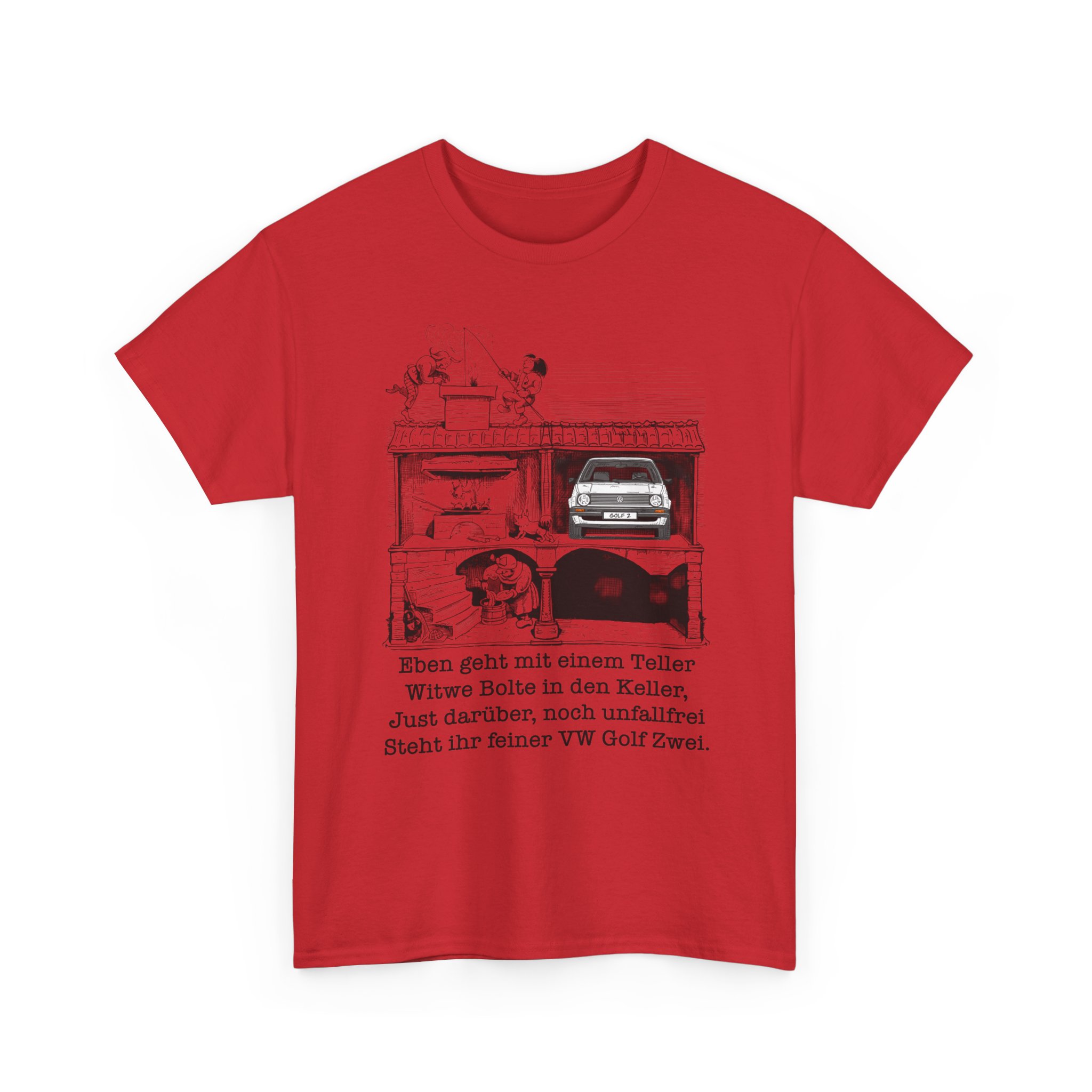 T-Shirt, VW Golf 2, Max und Moritz – Witwe Boltes Golf, eigenes Kennzeichen möglich – Bild 6