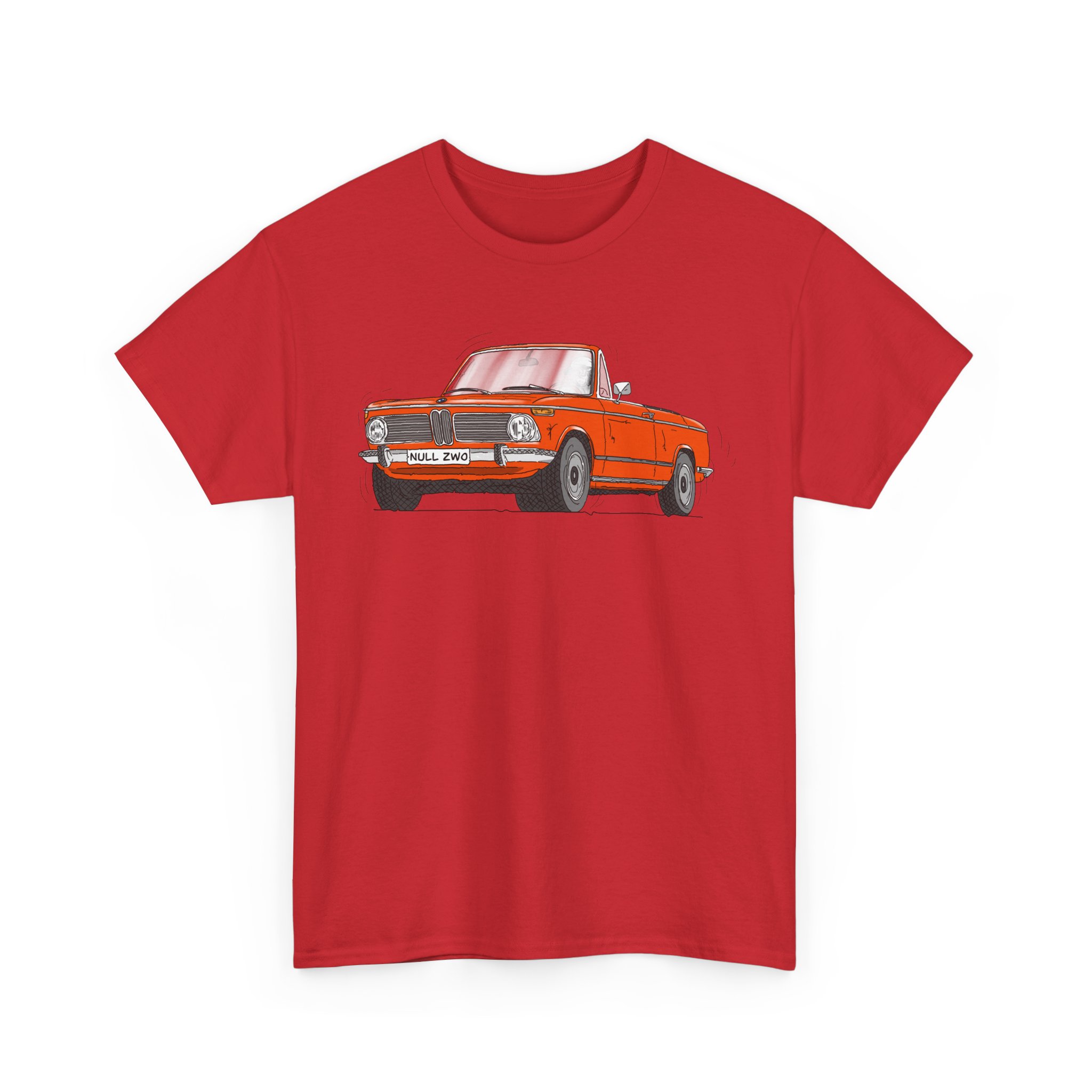 T-Shirt, BMW 02 Baur Cabrio, Strichzeichnung, Orange, eigenes Kennzeichen möglich – Bild 8